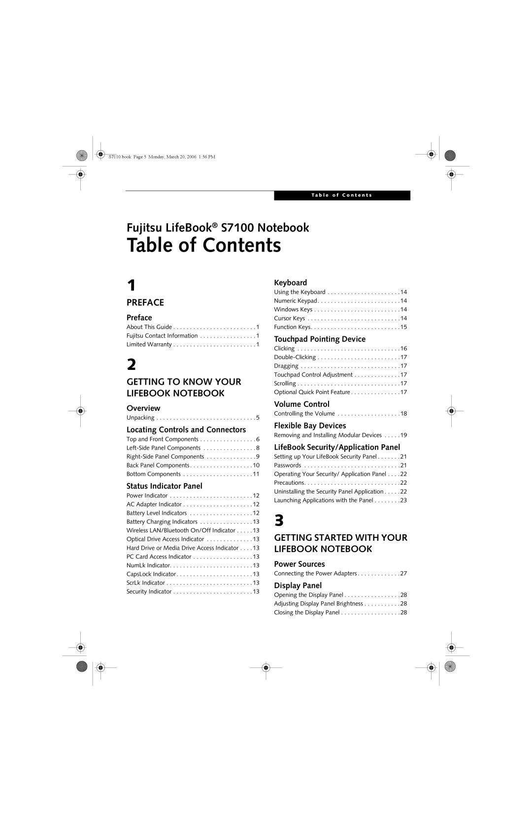 Fujitsu S7100 manual Table of Contents 