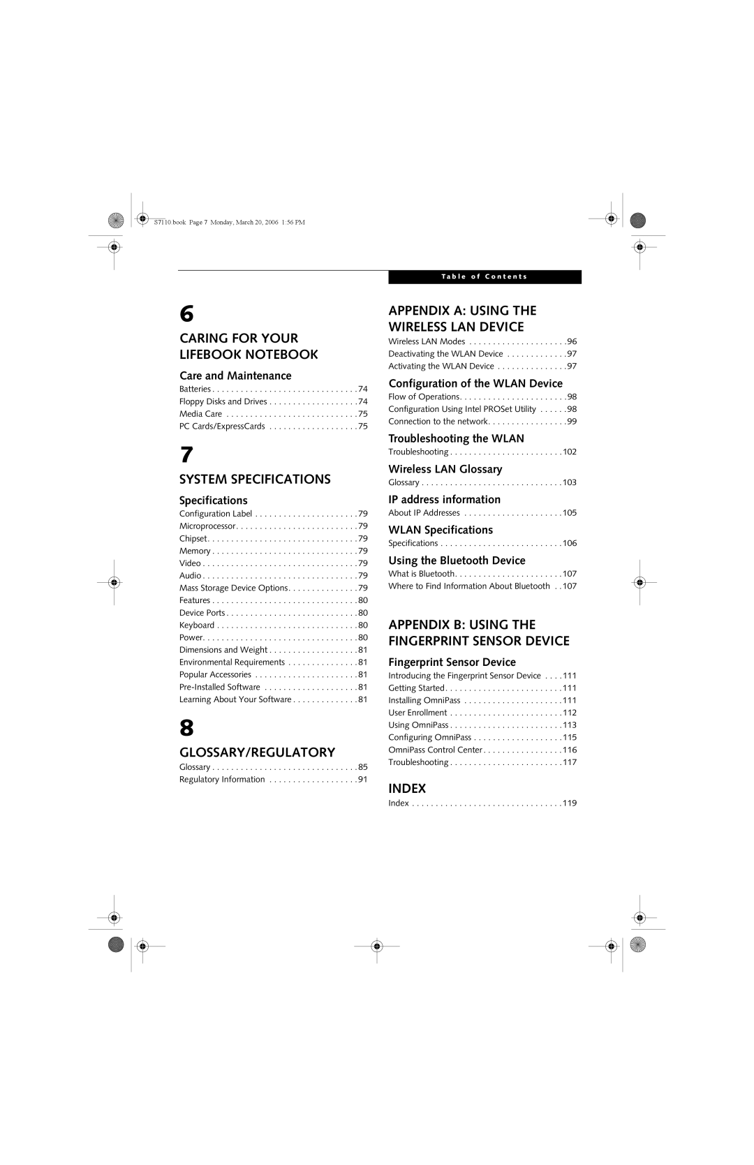 Fujitsu S7100 manual Caring for Your Lifebook Notebook 