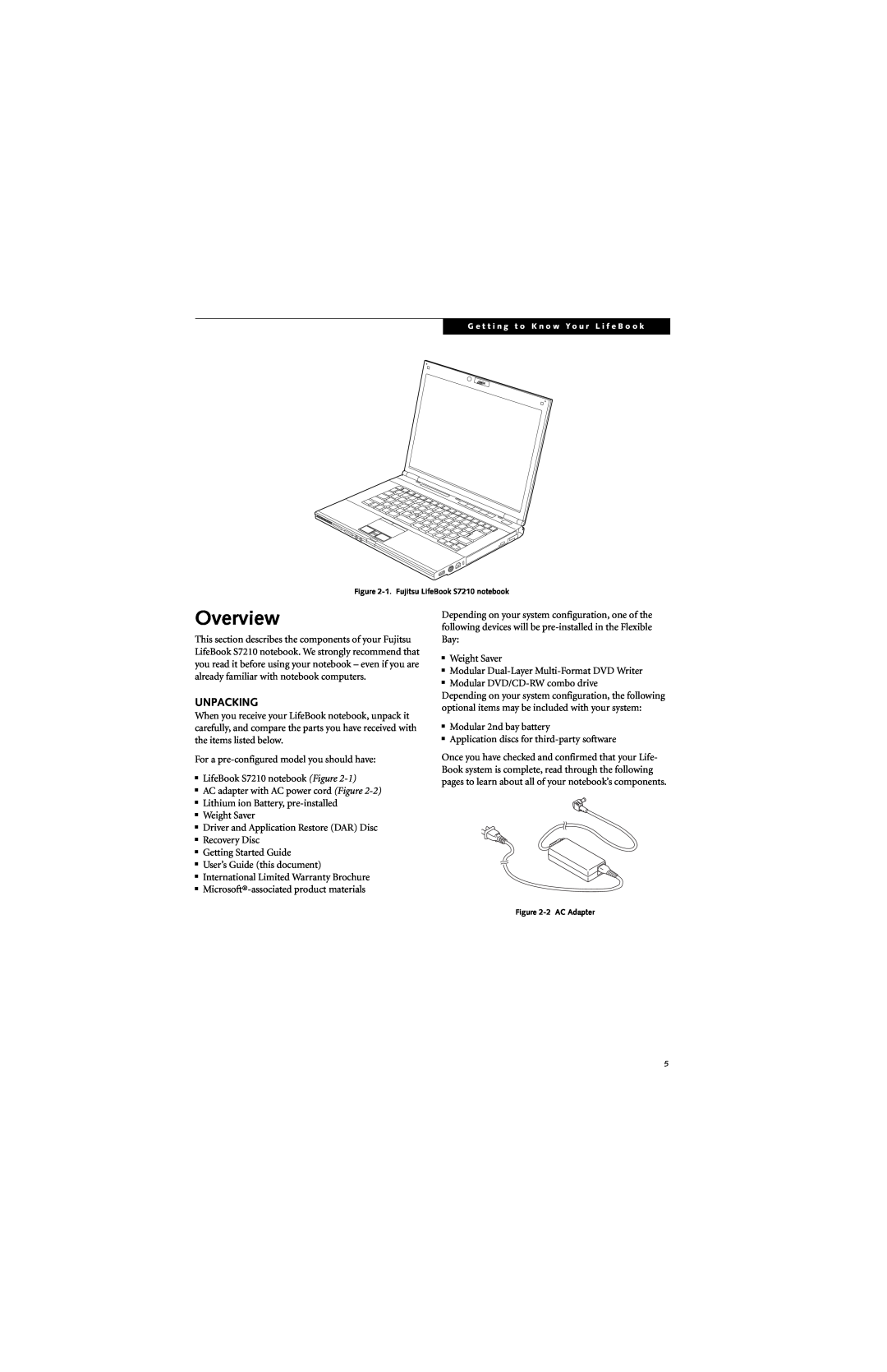 Fujitsu S7210 manual Overview, Unpacking 