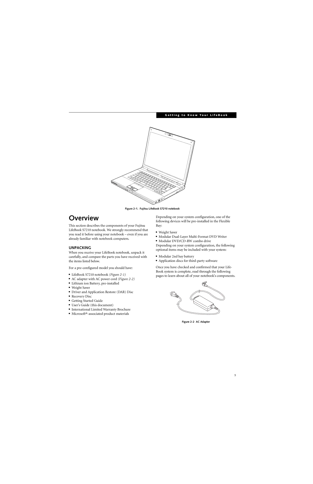 Fujitsu S7210 manual Overview, Unpacking 