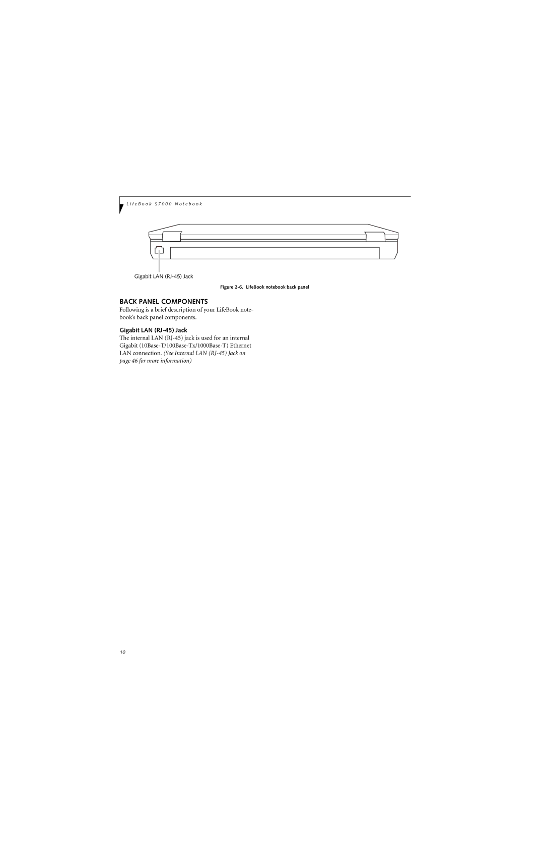 Fujitsu S7210 manual Back Panel Components, Gigabit LAN RJ-45 Jack 