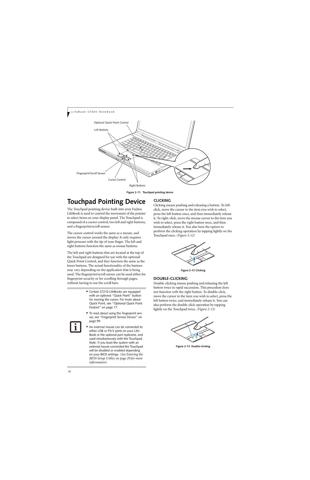 Fujitsu S7210 manual Double-Clicking 