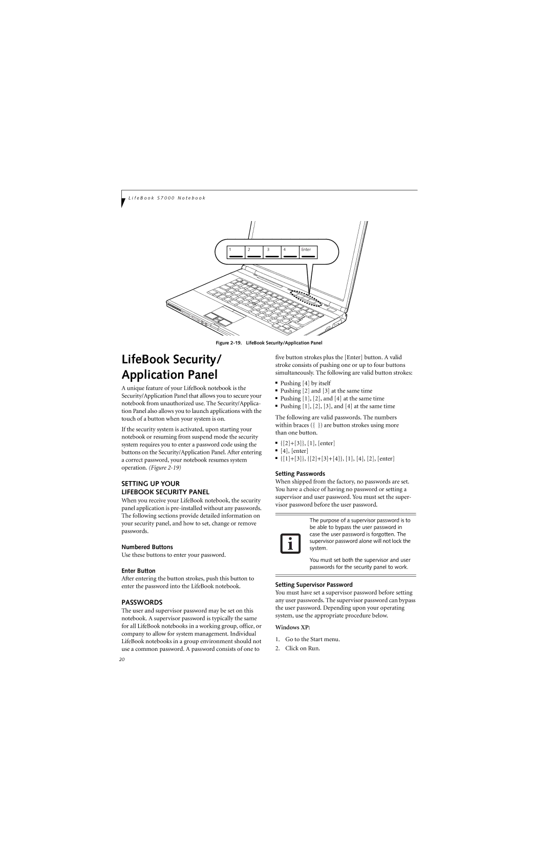 Fujitsu S7210 manual LifeBook Security Application Panel, Setting UP Your Lifebook Security Panel, Passwords 