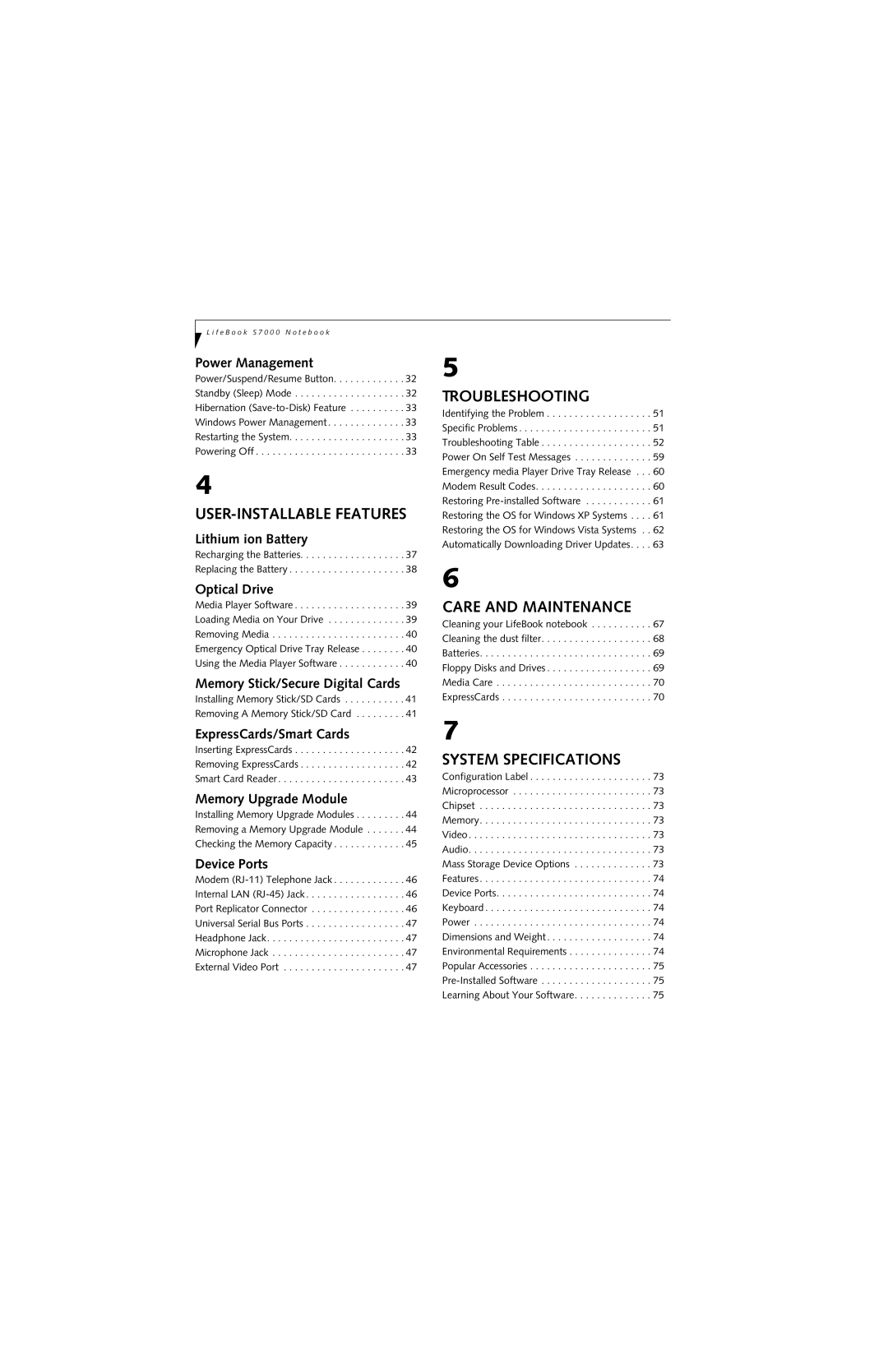 Fujitsu S7210 manual Troubleshooting 