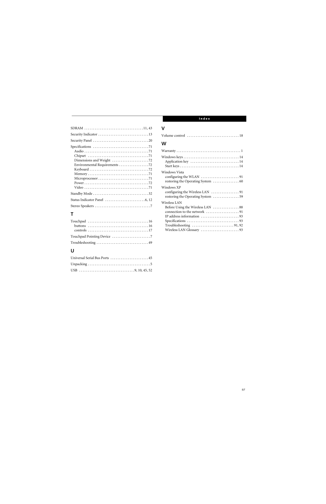 Fujitsu S7211 manual Volume control Warranty 