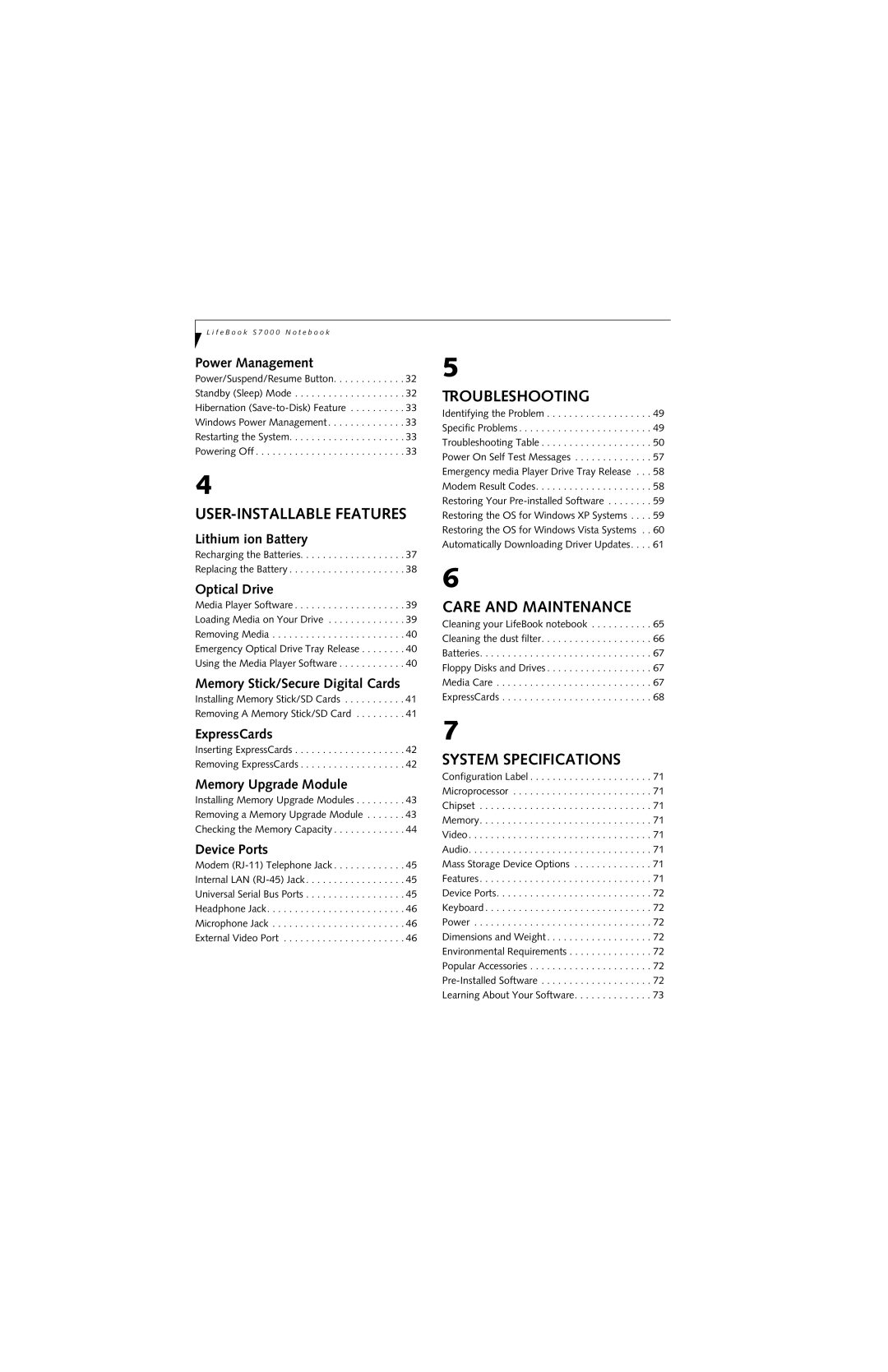 Fujitsu S7211 manual Troubleshooting 