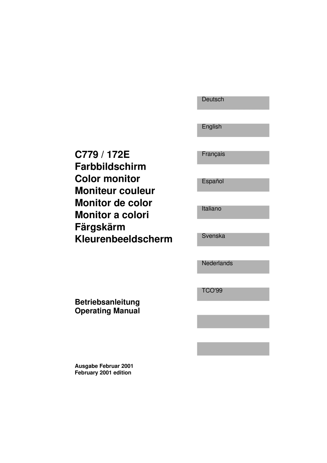 Fujitsu Siemens Computers C779, 172E manual Betriebsanleitung Operating Manual, Ausgabe Februar 2001 February 2001 edition 