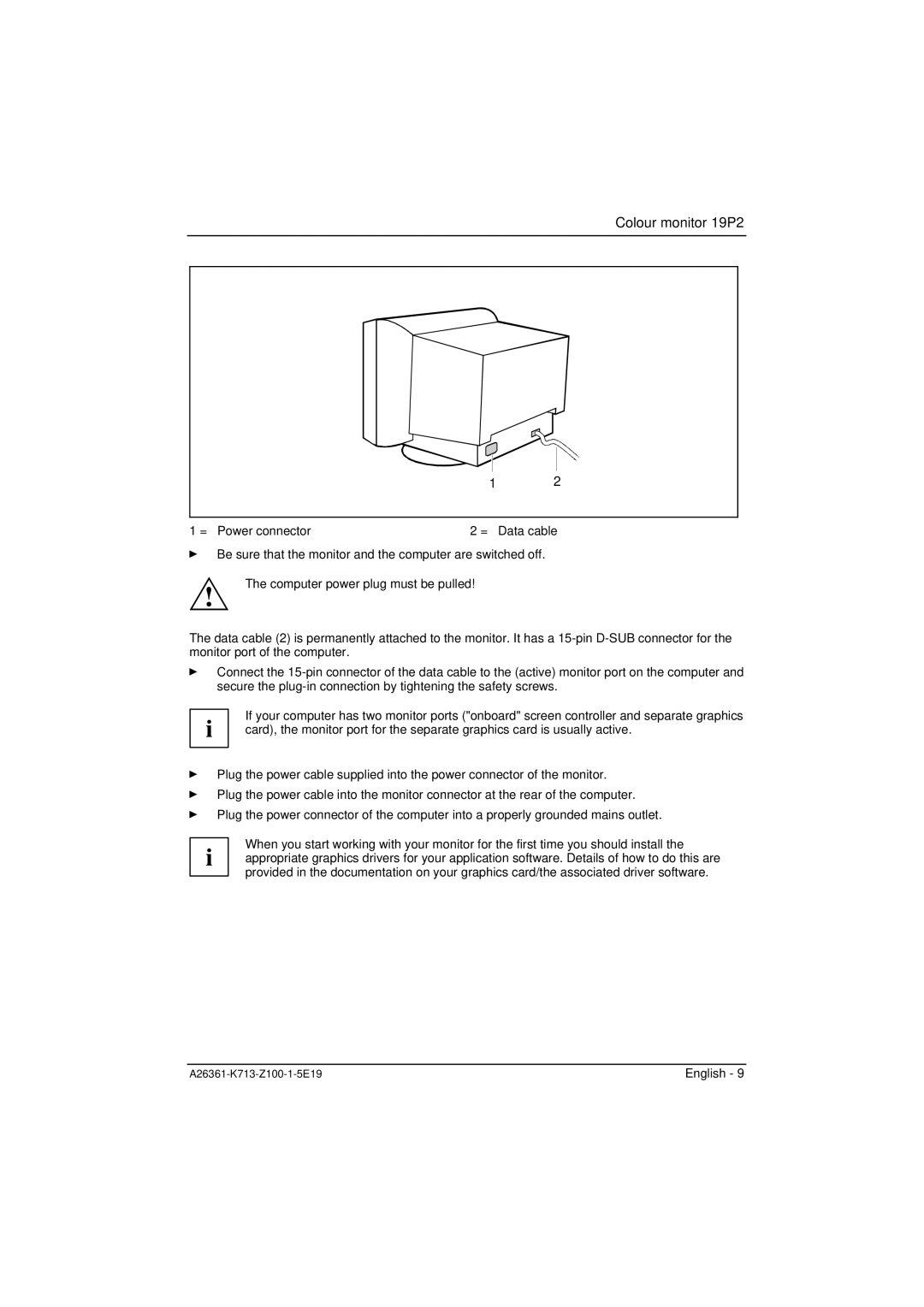 Fujitsu Siemens Computers manual Colour monitor 19P2 