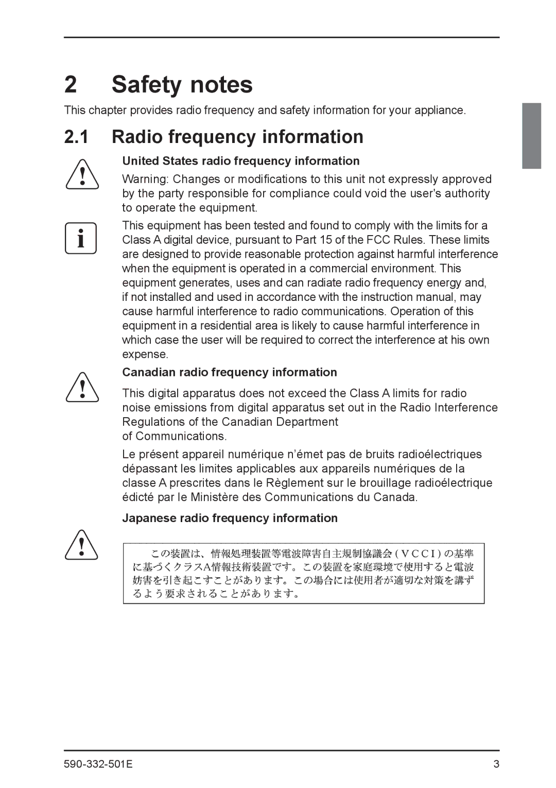 Fujitsu Siemens Computers 2 manual Radio frequency information, Japanese radio frequency information 