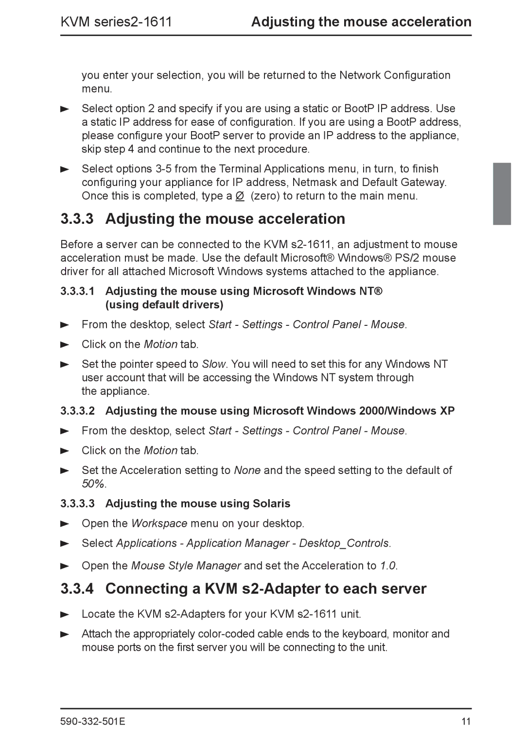 Fujitsu Siemens Computers manual Adjusting the mouse acceleration, Connecting a KVM s2-Adapter to each server 