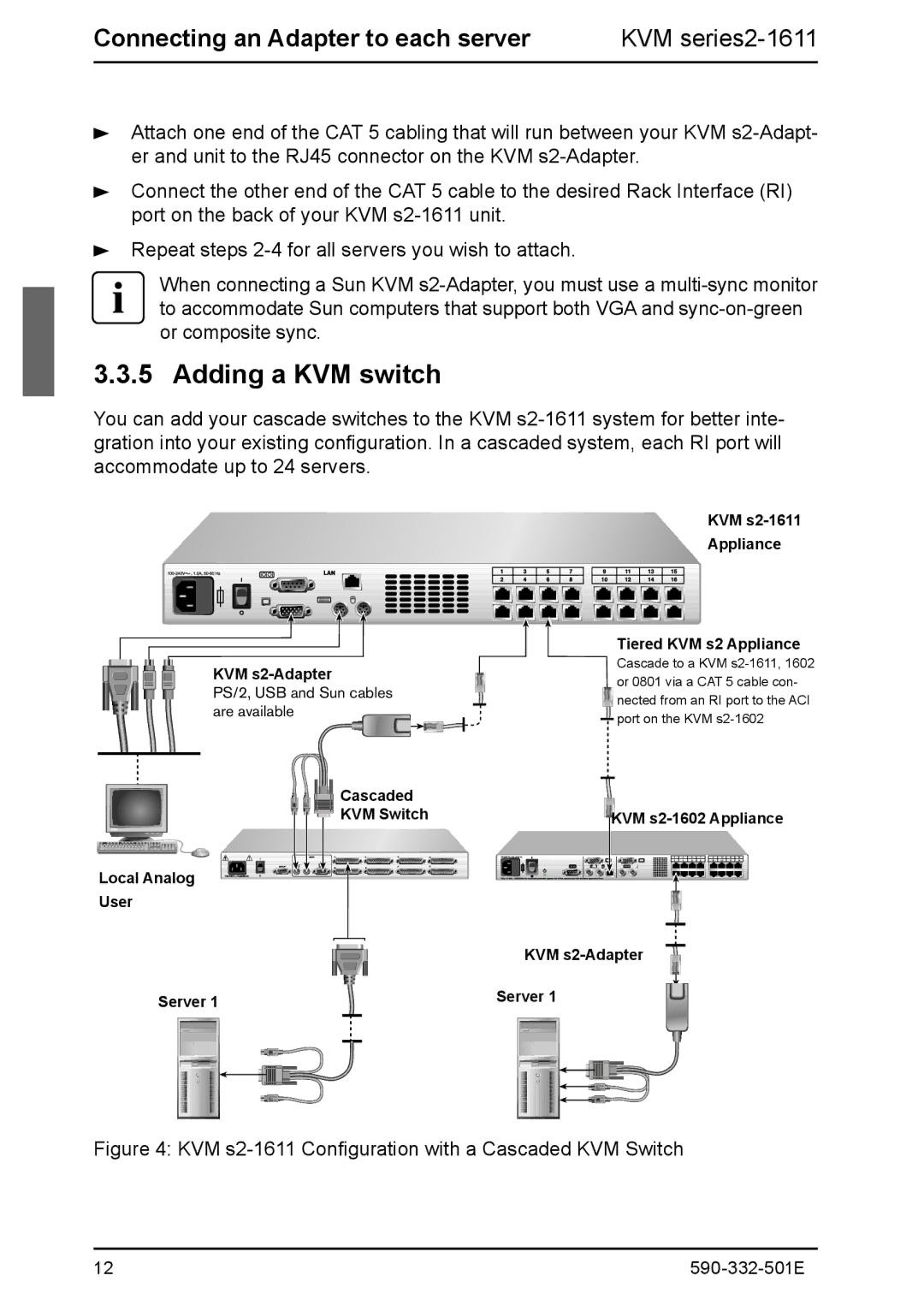 Fujitsu Siemens Computers 2 manual Adding a KVM switch, Connecting an Adapter to each server 