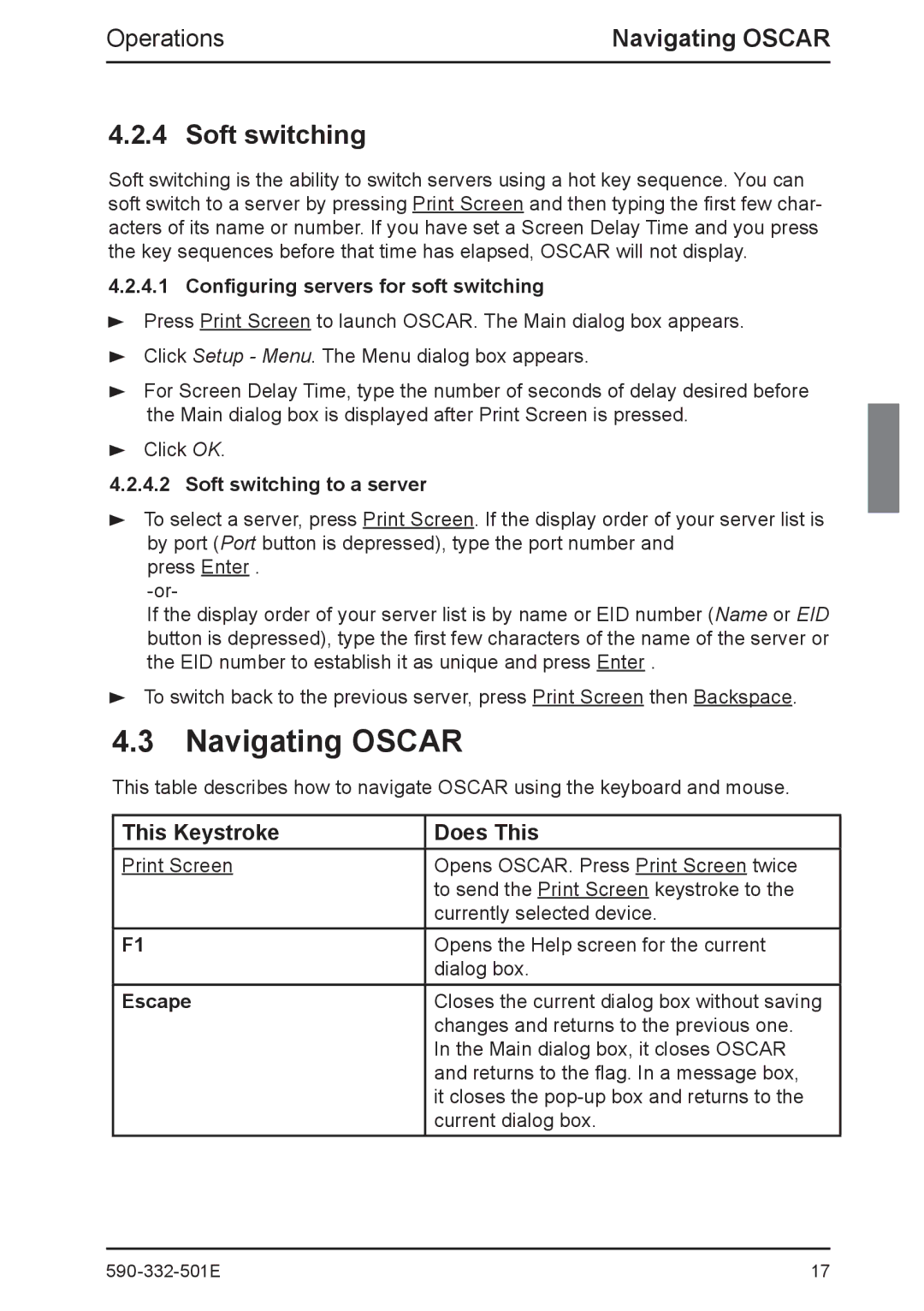 Fujitsu Siemens Computers 2 manual Navigating Oscar, Soft switching, Operations, This Keystroke Does This 