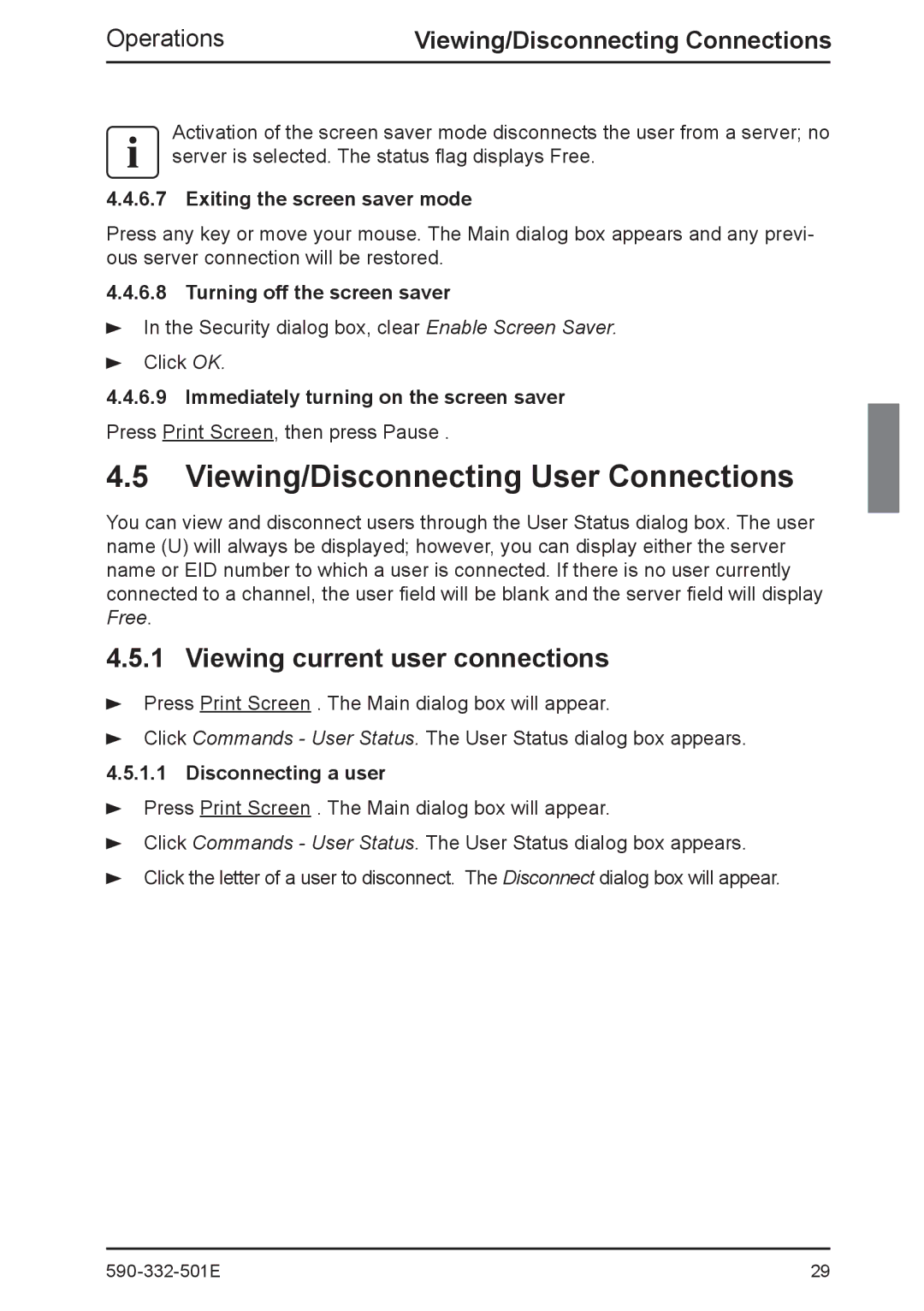 Fujitsu Siemens Computers 2 Viewing/Disconnecting User Connections, Viewing current user connections, Disconnecting a user 