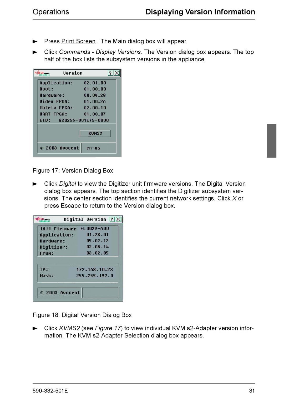 Fujitsu Siemens Computers 2 manual Displaying Version Information 