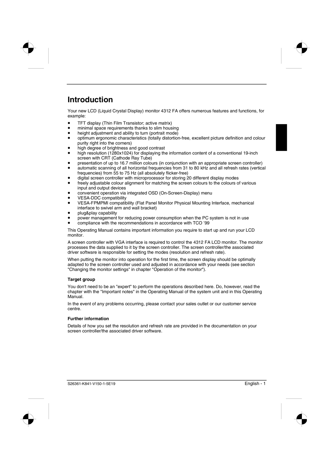 Fujitsu Siemens Computers 4312 FA manual Introduction, Target group, Further information 