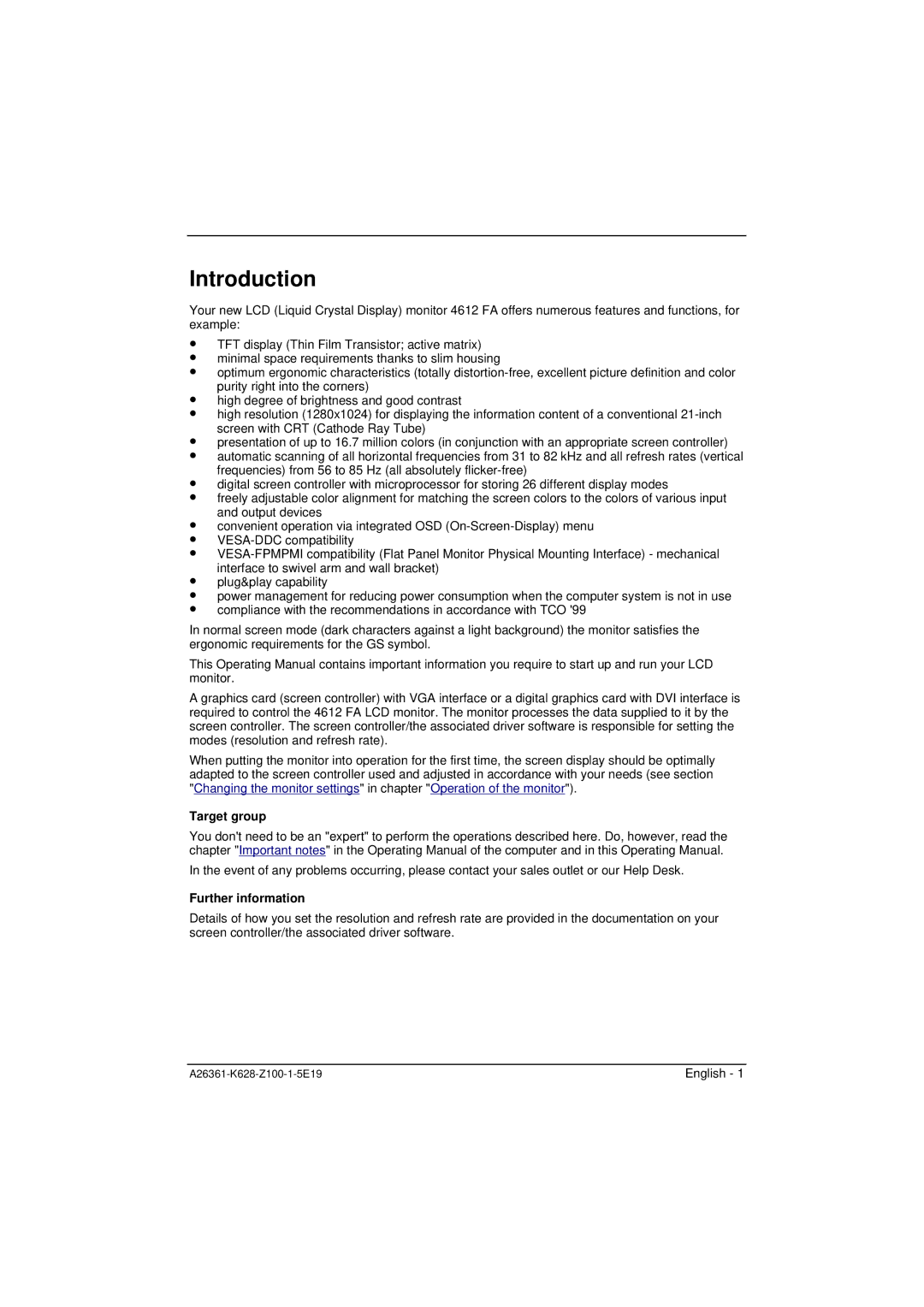 Fujitsu Siemens Computers 4612 FA manual Introduction, Target group, Further information 