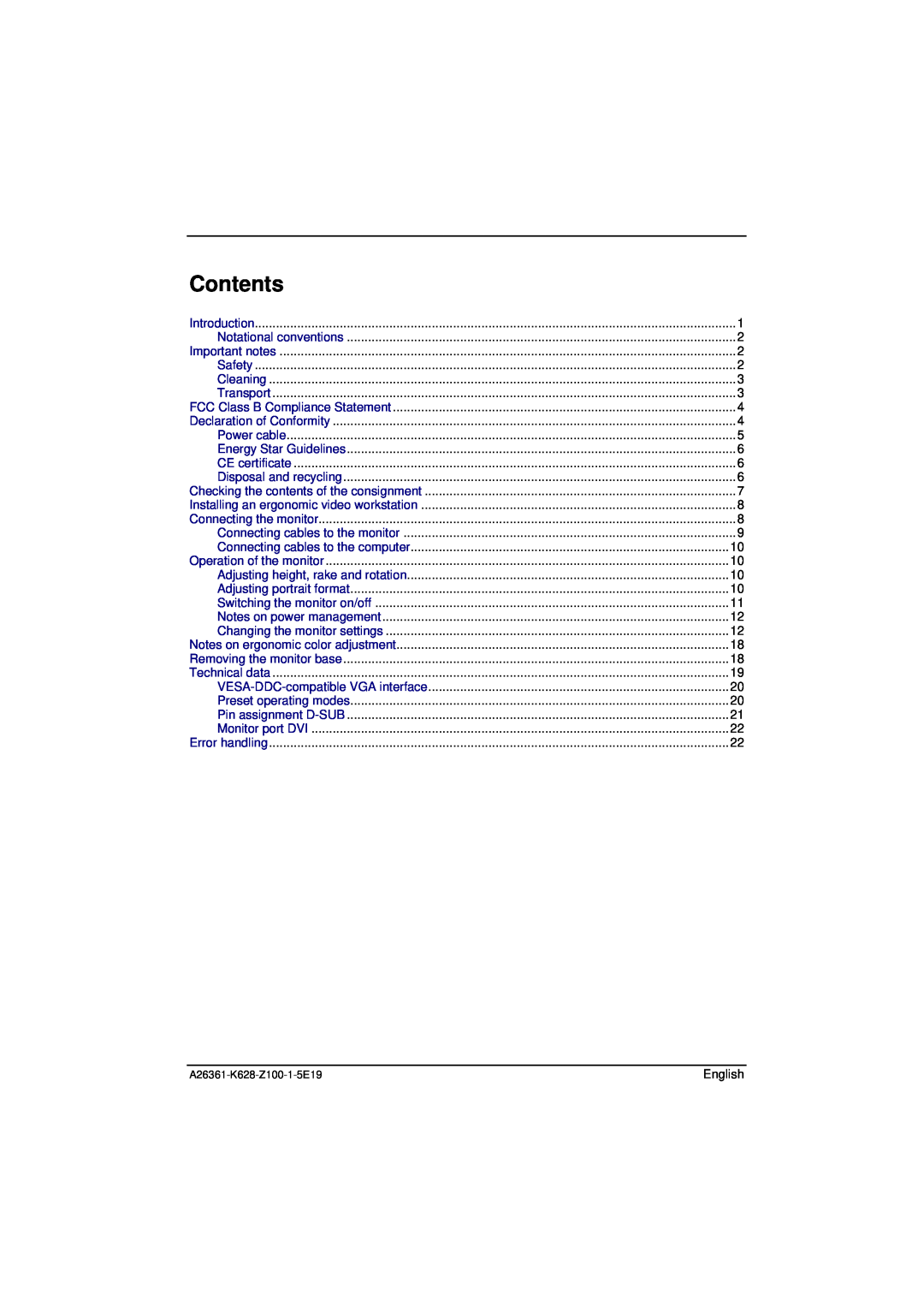 Fujitsu Siemens Computers 4612 FA manual Contents 