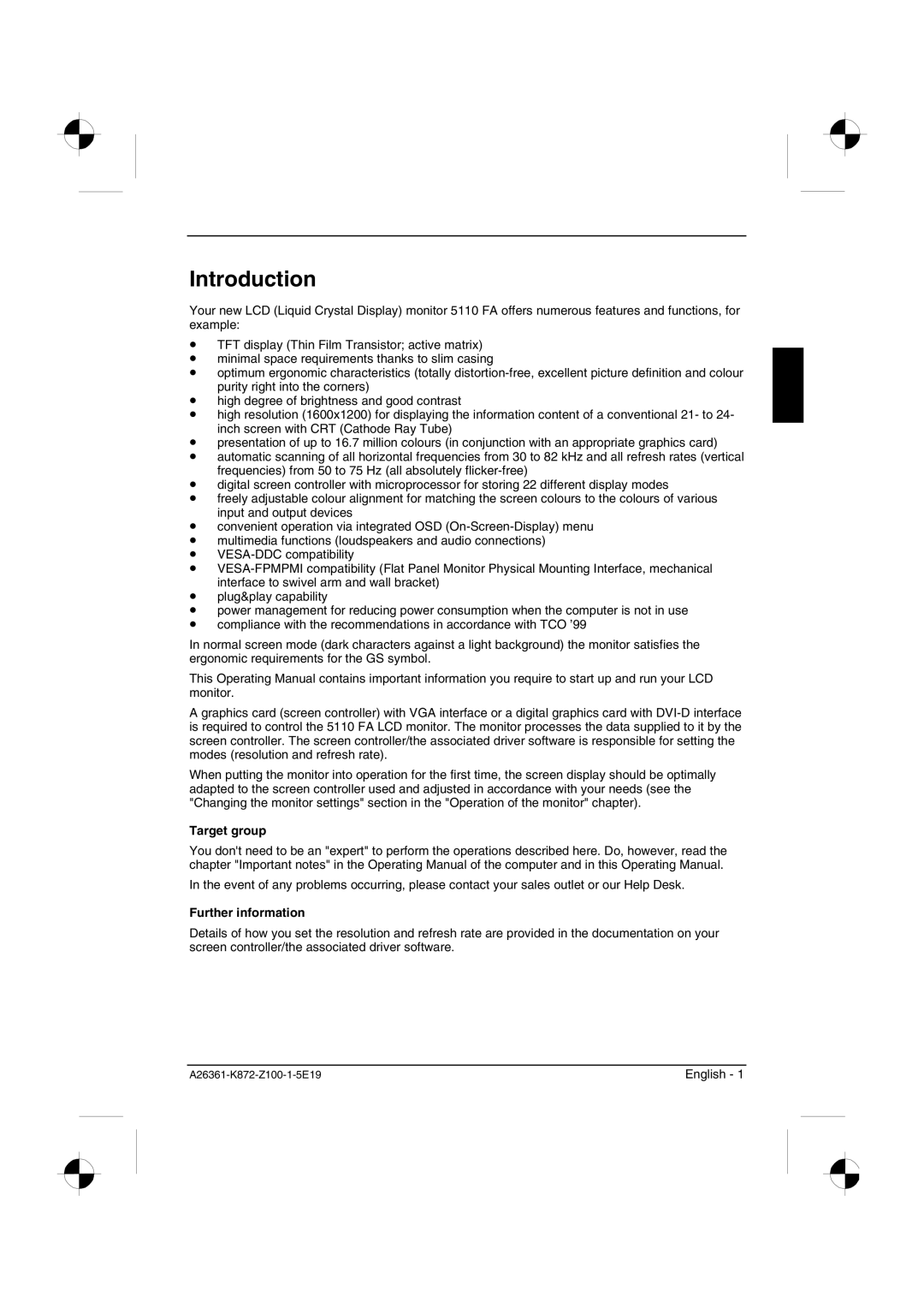 Fujitsu Siemens Computers 5110 FA manual Introduction, Target group, Further information 