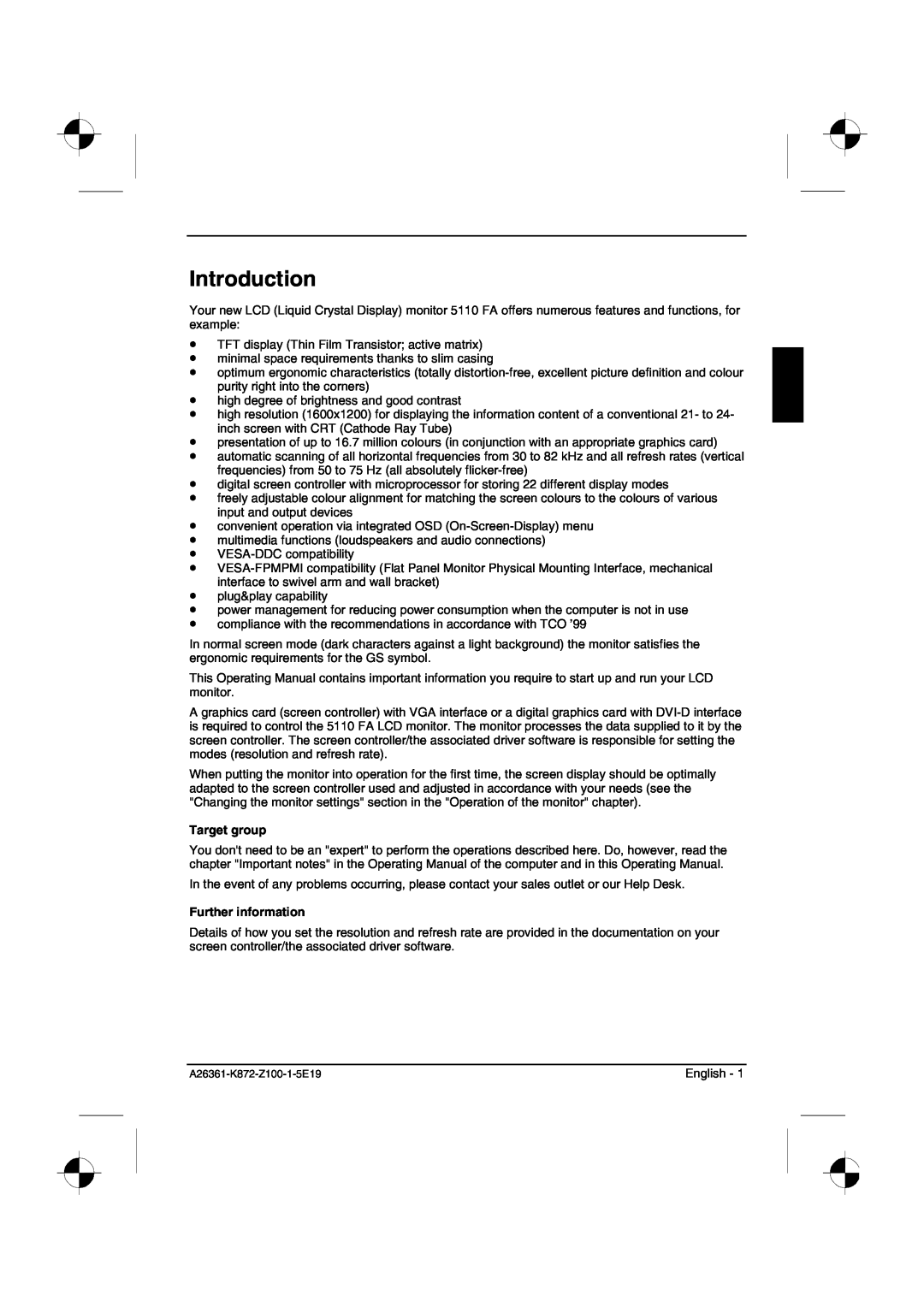 Fujitsu Siemens Computers 5110 FA manual Introduction, Target group, Further information 