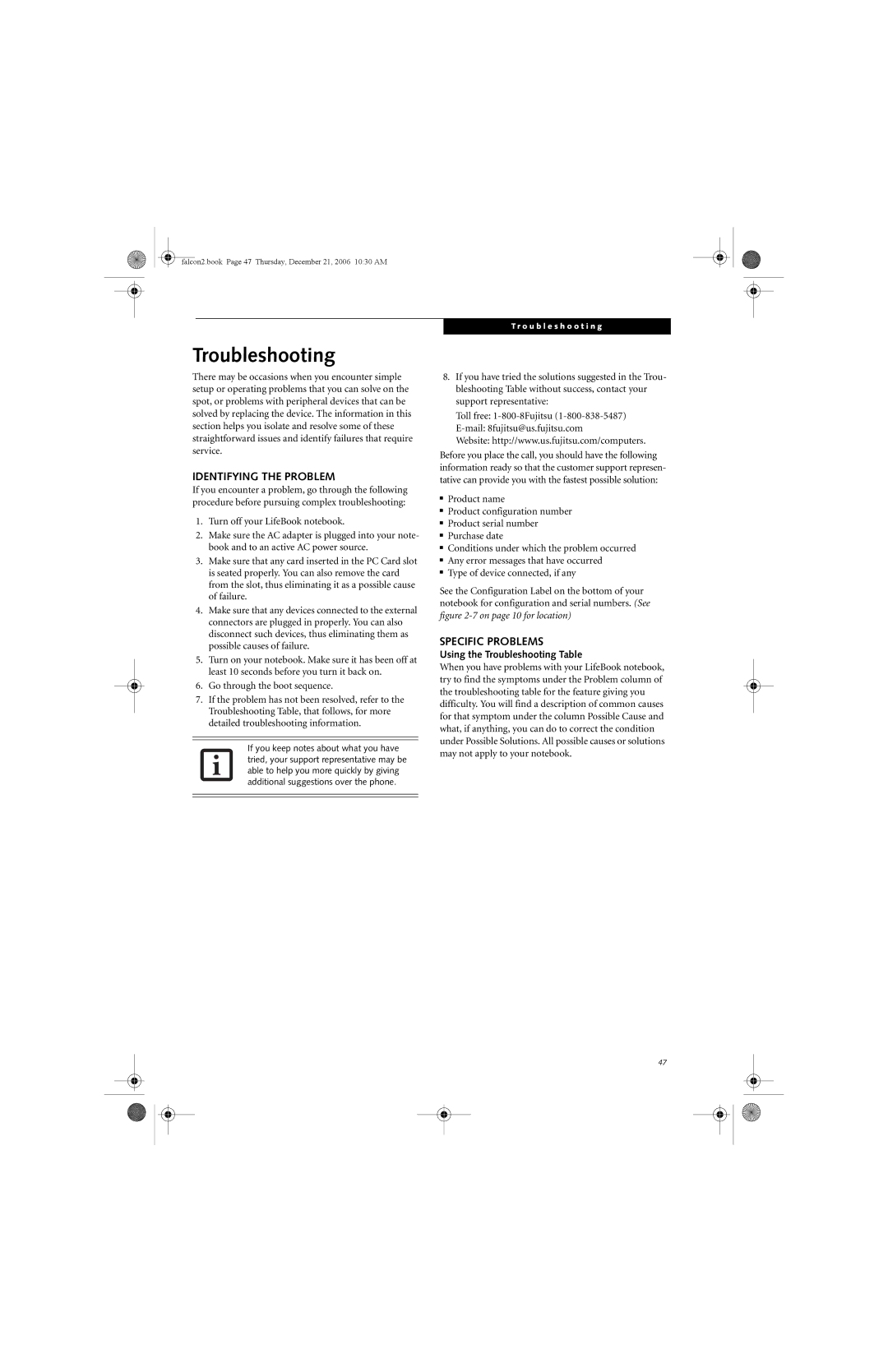 Fujitsu Siemens Computers A3120 manual Troubleshooting, Identifying the Problem, Specific Problems 