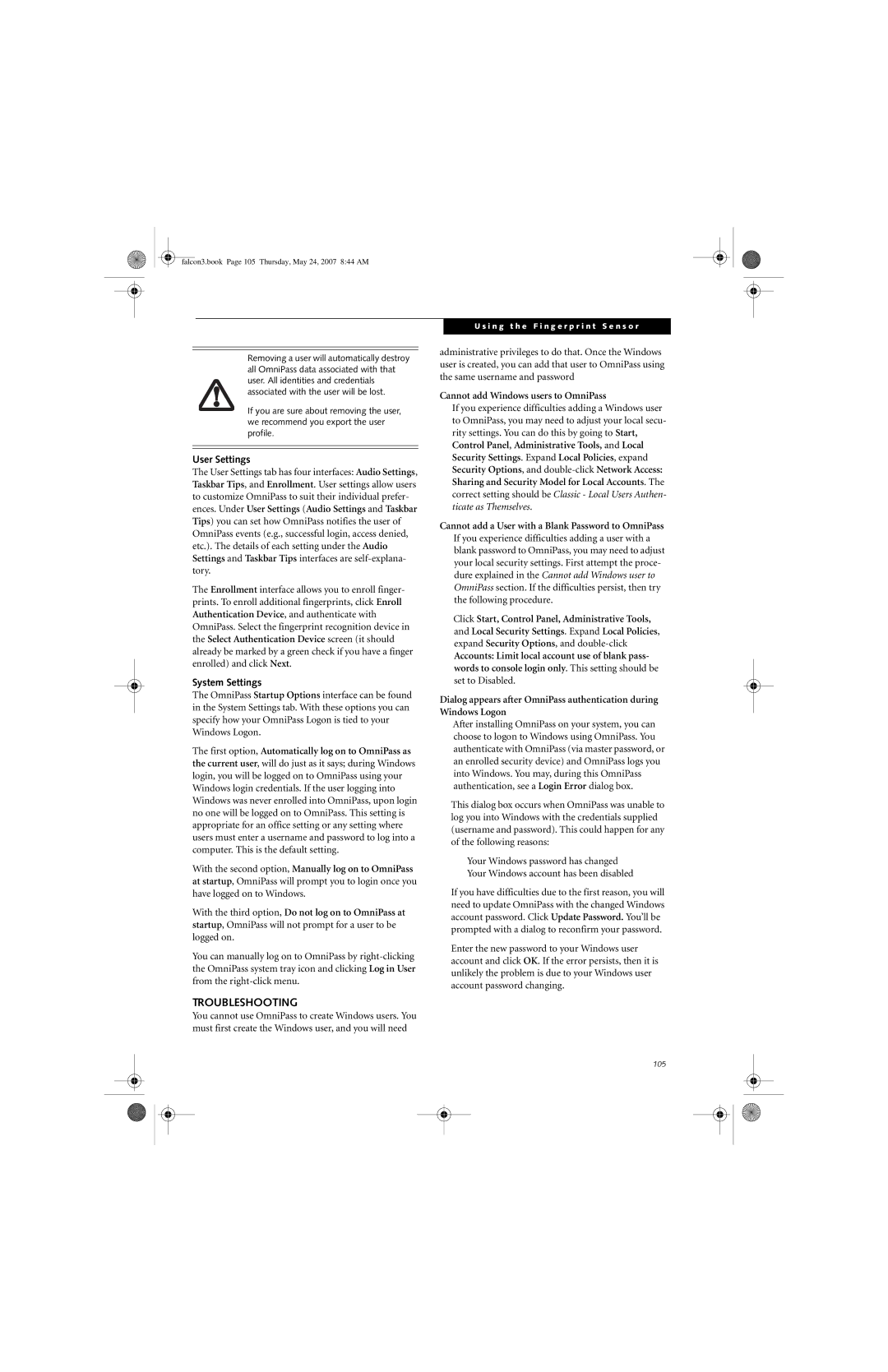 Fujitsu Siemens Computers A3130 manual Troubleshooting, User Settings, System Settings 