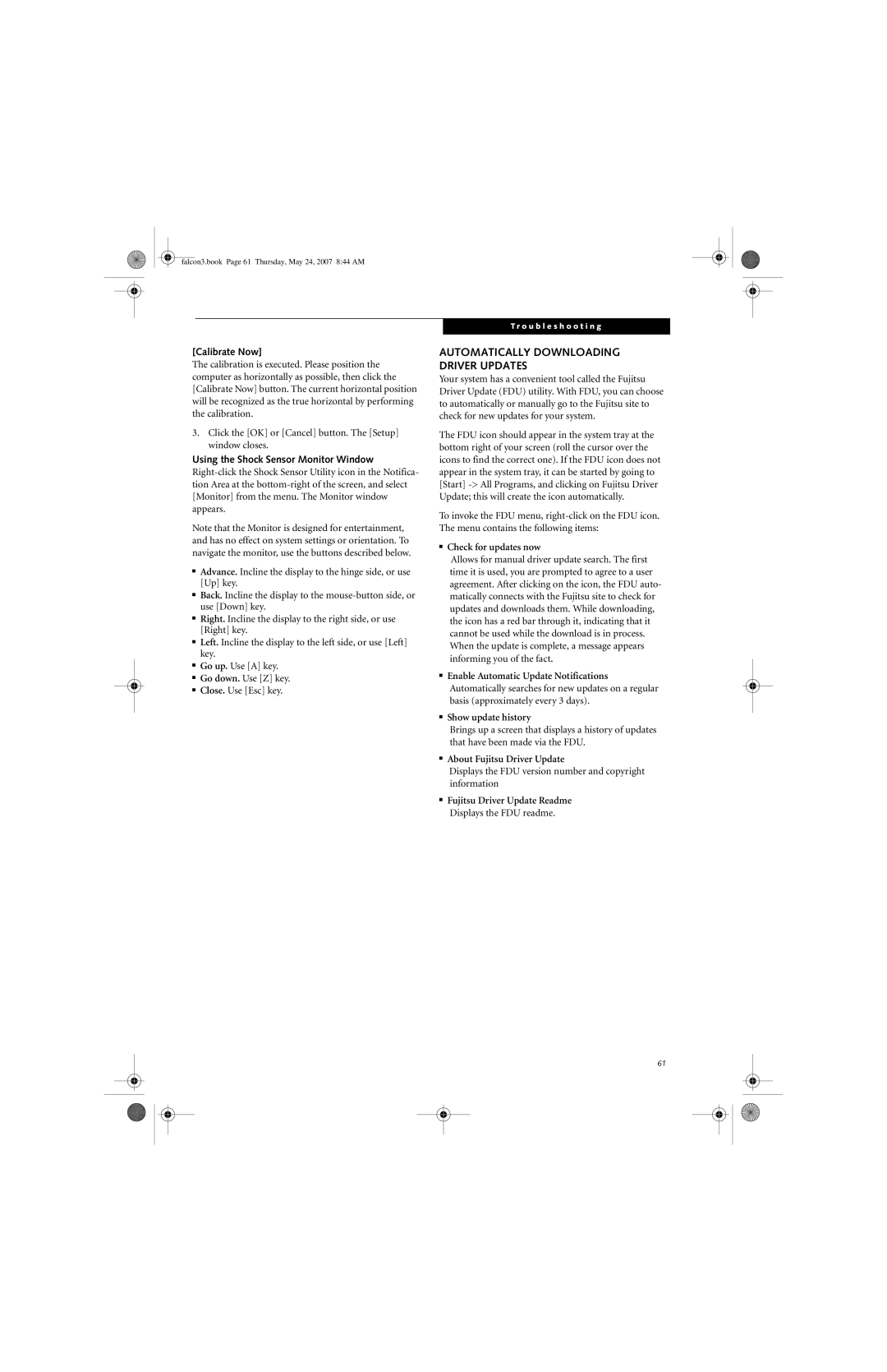 Fujitsu Siemens Computers A3130 manual Automatically Downloading Driver Updates, Calibrate Now, Check for updates now 