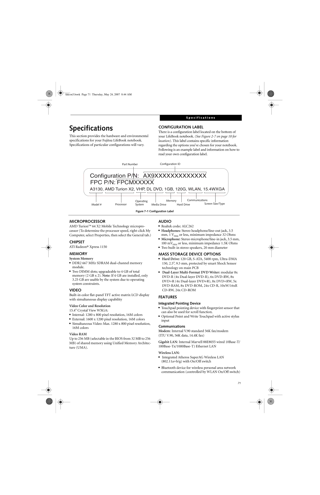 Fujitsu Siemens Computers A3130 manual Specifications 