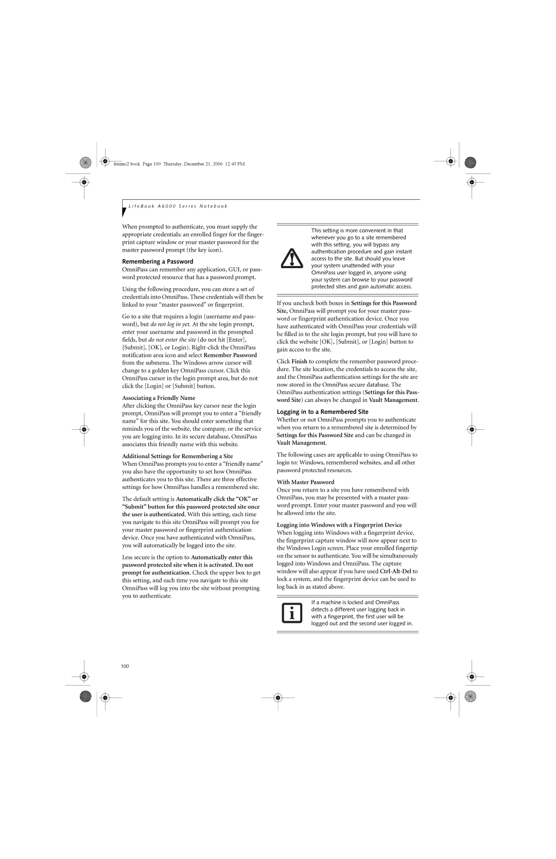 Fujitsu Siemens Computers A6020 manual Remembering a Password, Logging in to a Remembered Site 