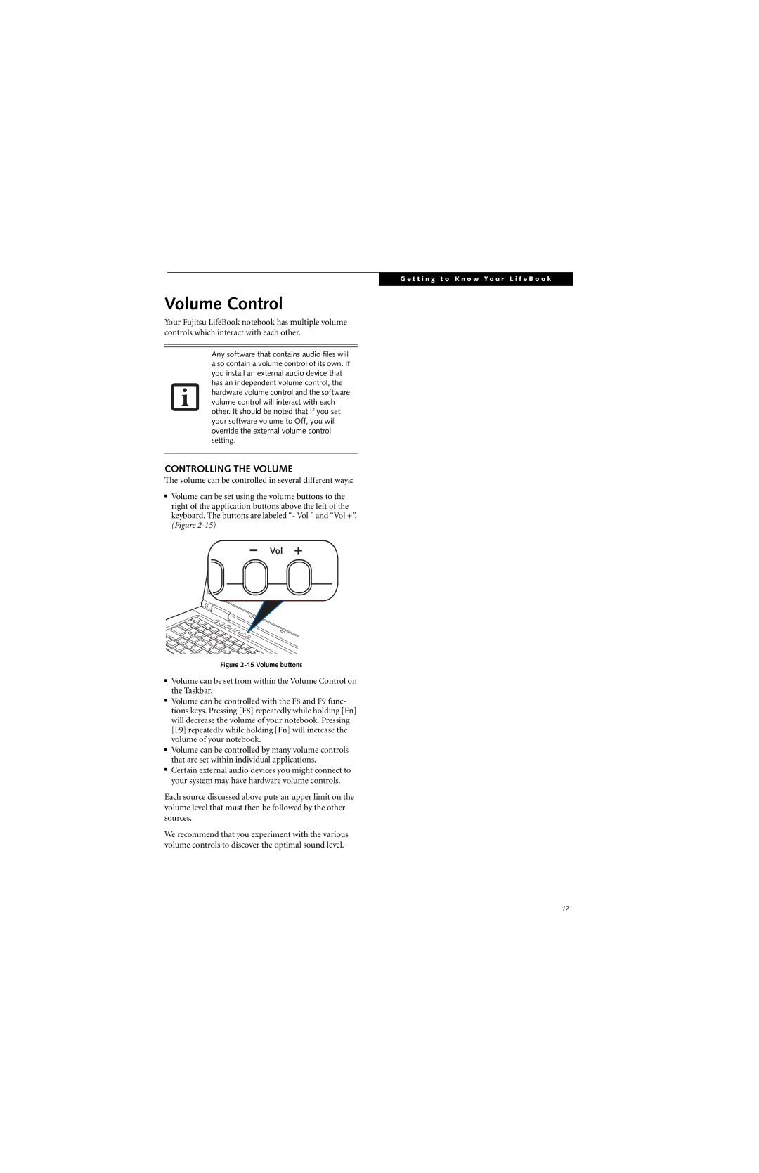 Fujitsu Siemens Computers A6025 manual Volume Control, Controlling the Volume 