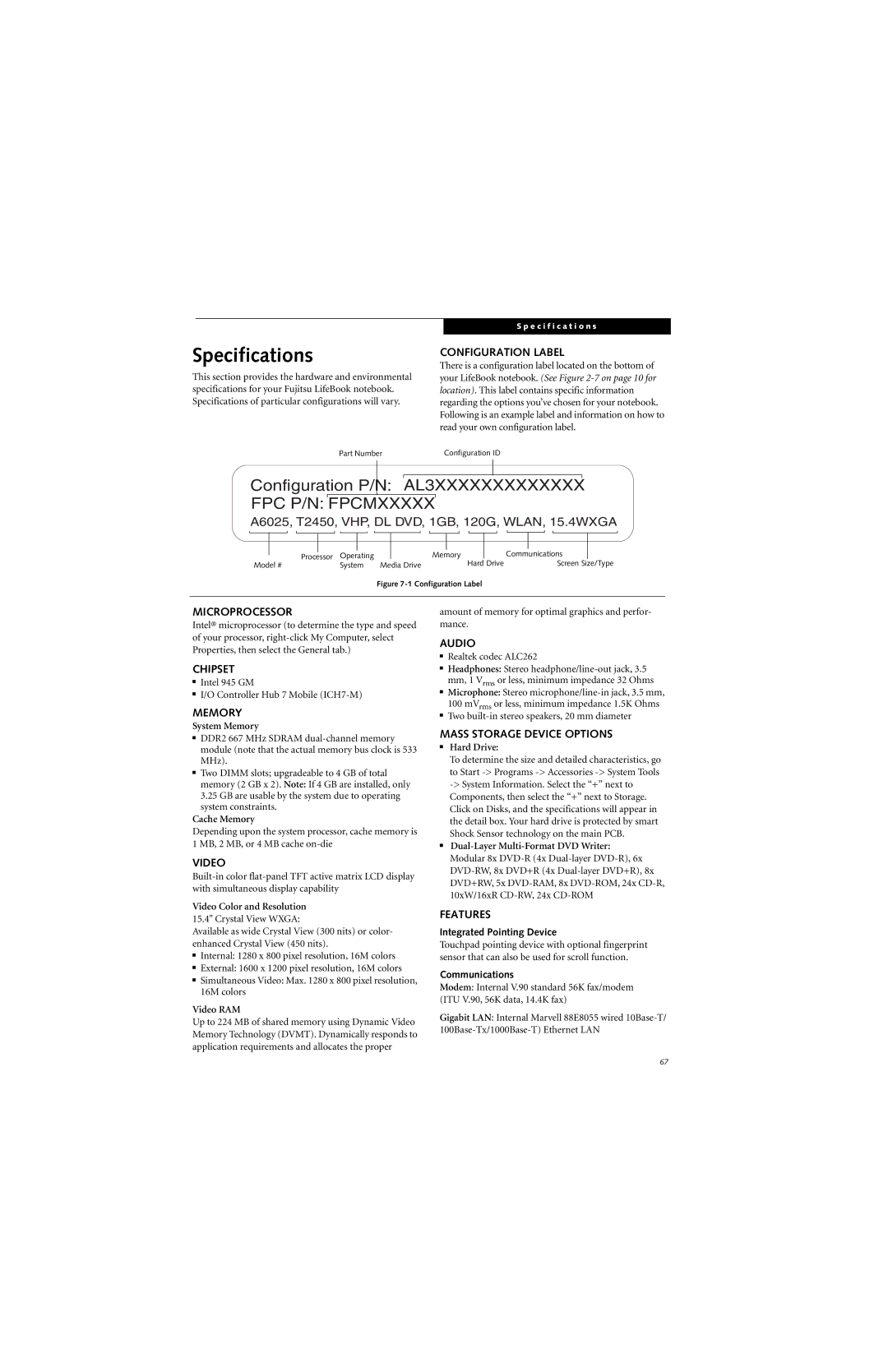 Fujitsu Siemens Computers A6025 manual Specifications 