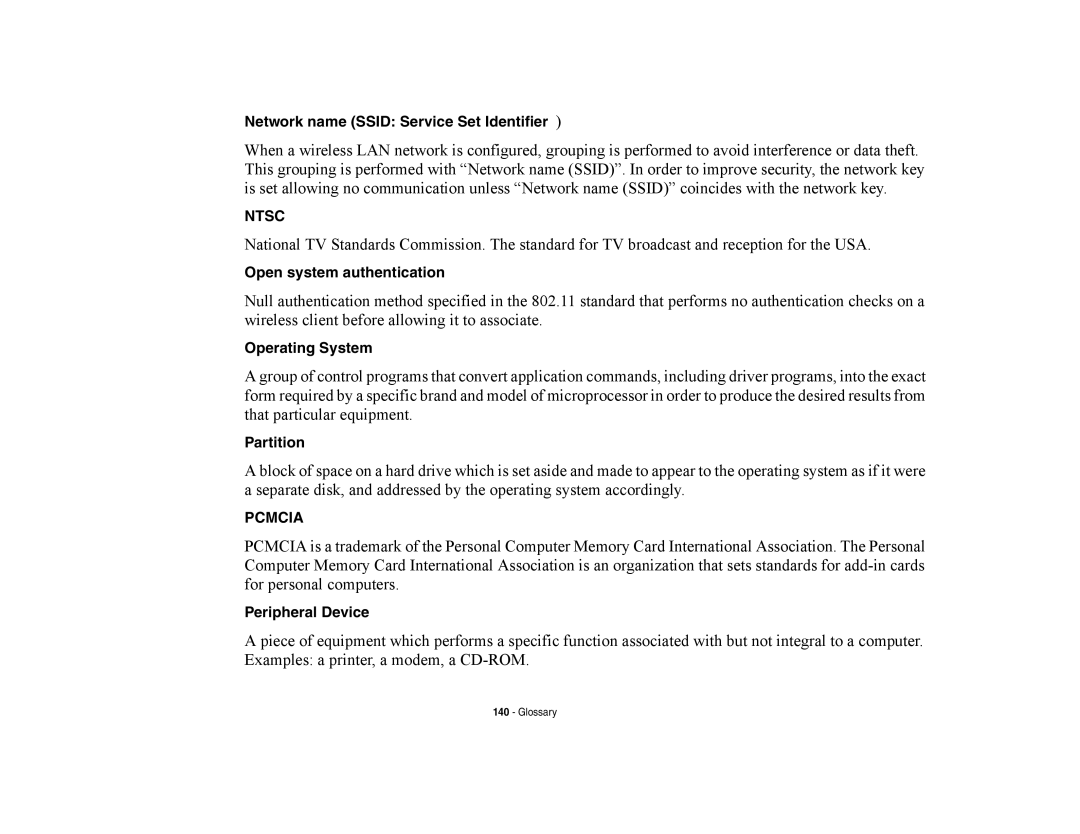 Fujitsu Siemens Computers A6210 Network name Ssid Service Set Identifier, Open system authentication, Operating System 