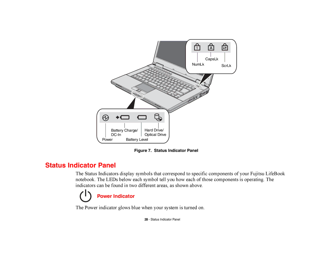 Fujitsu Siemens Computers A6210 manual Status Indicator Panel, Power Indicator 