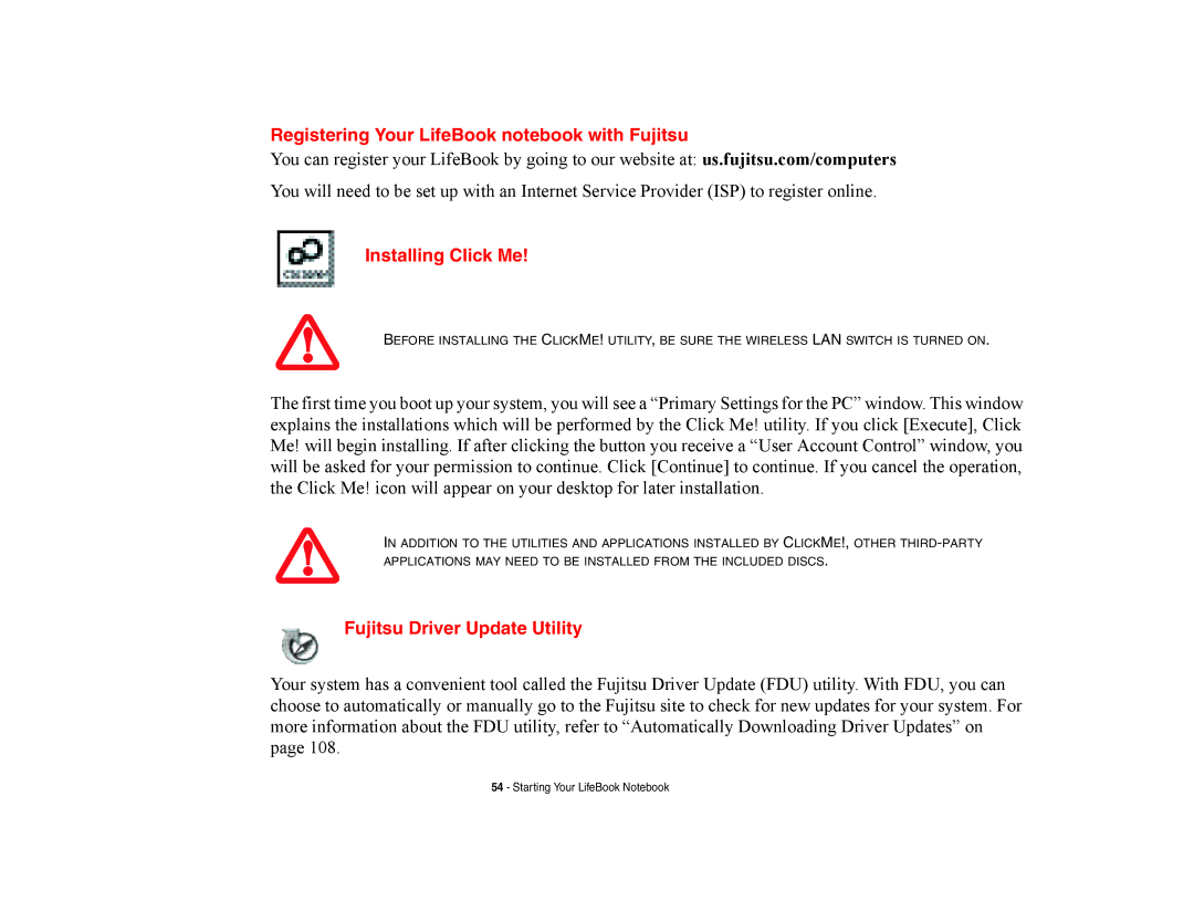 Fujitsu Siemens Computers A6210 manual Fujitsu Driver Update Utility 