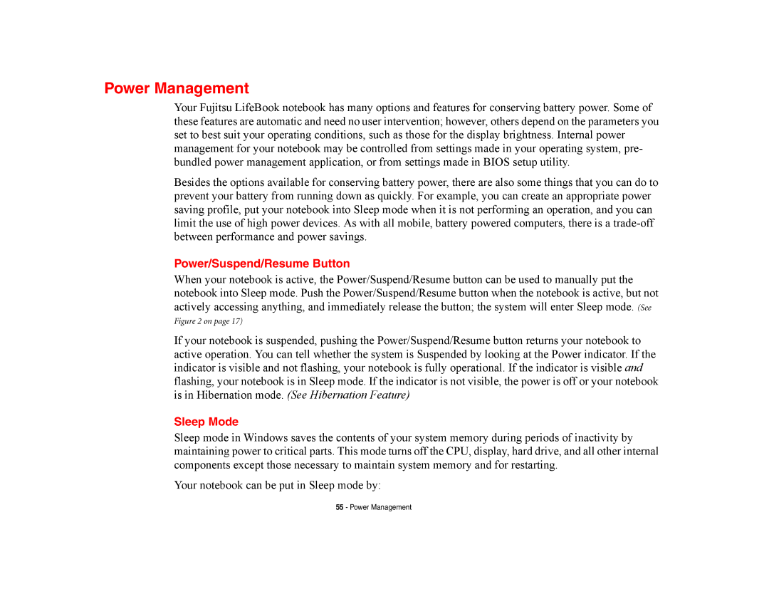 Fujitsu Siemens Computers A6210 manual Power Management, Power/Suspend/Resume Button, Sleep Mode 