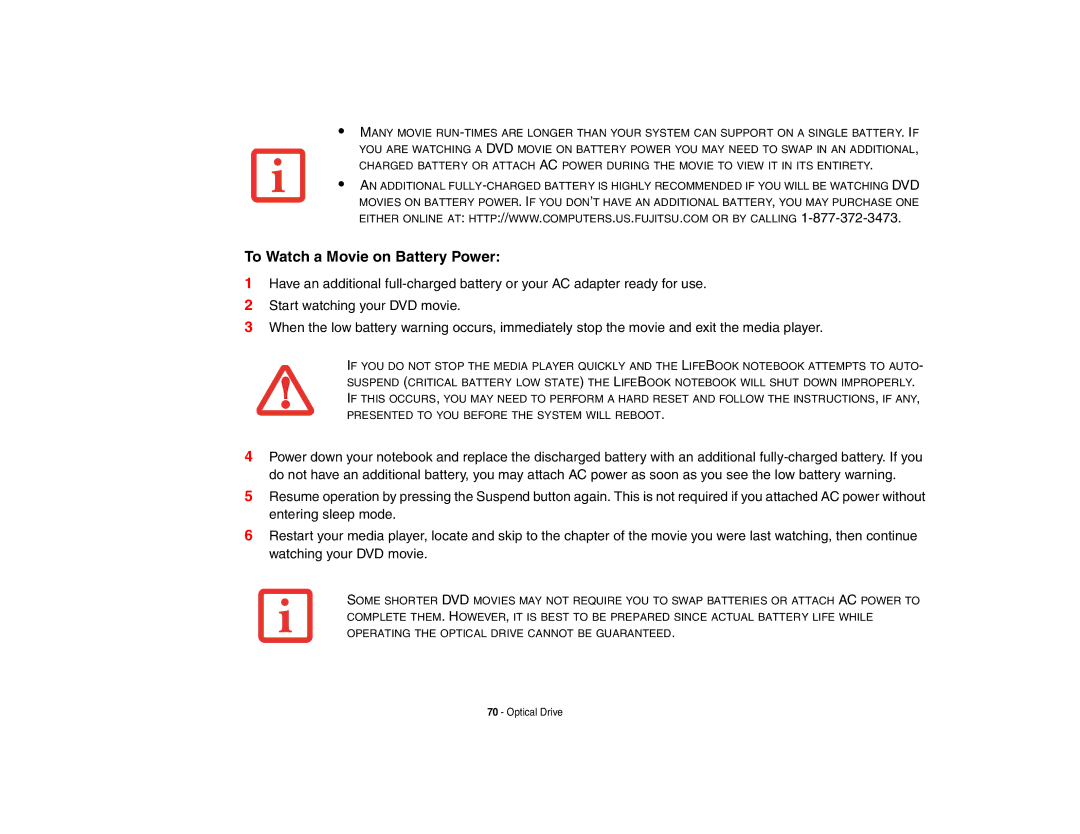 Fujitsu Siemens Computers A6210 manual To Watch a Movie on Battery Power 