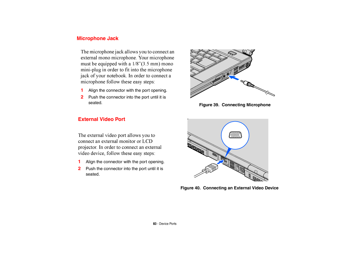 Fujitsu Siemens Computers A6210 manual Microphone Jack, External Video Port 