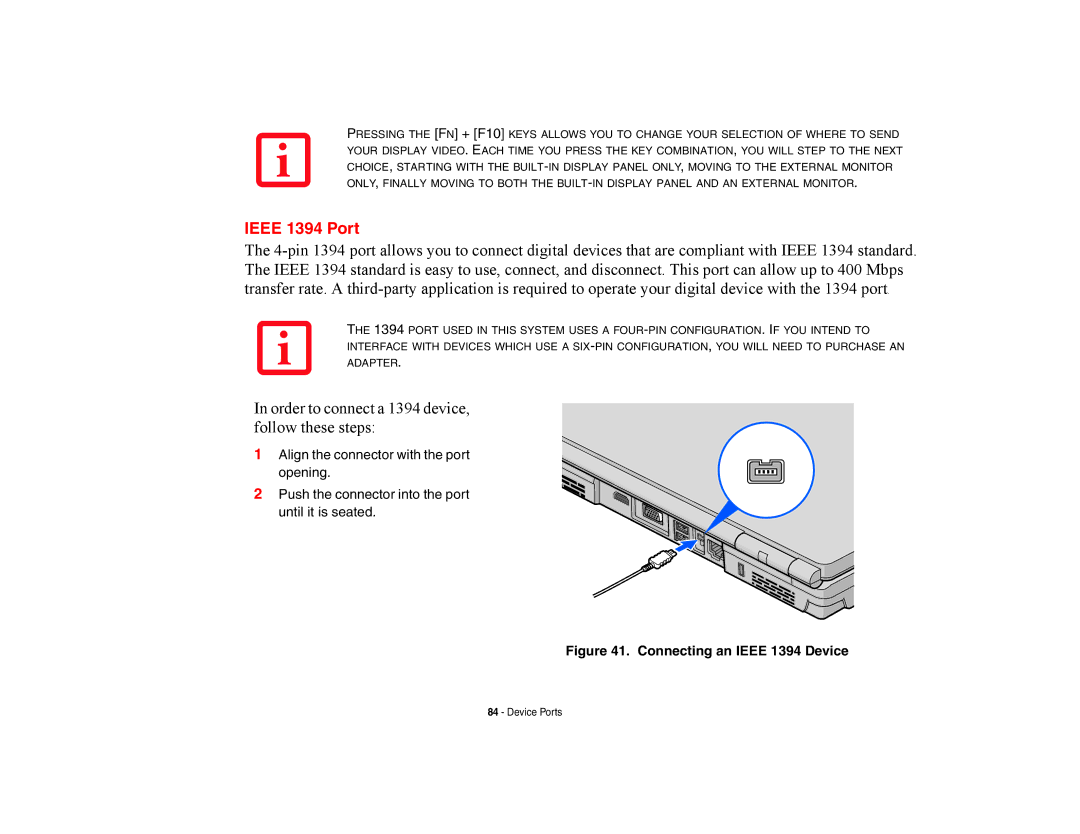 Fujitsu Siemens Computers A6210 manual Ieee 1394 Port, Connecting an Ieee 1394 Device 