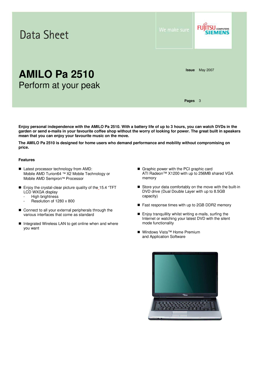 Fujitsu Siemens Computers AMILO Pa 2510 manual Amilo Pa 