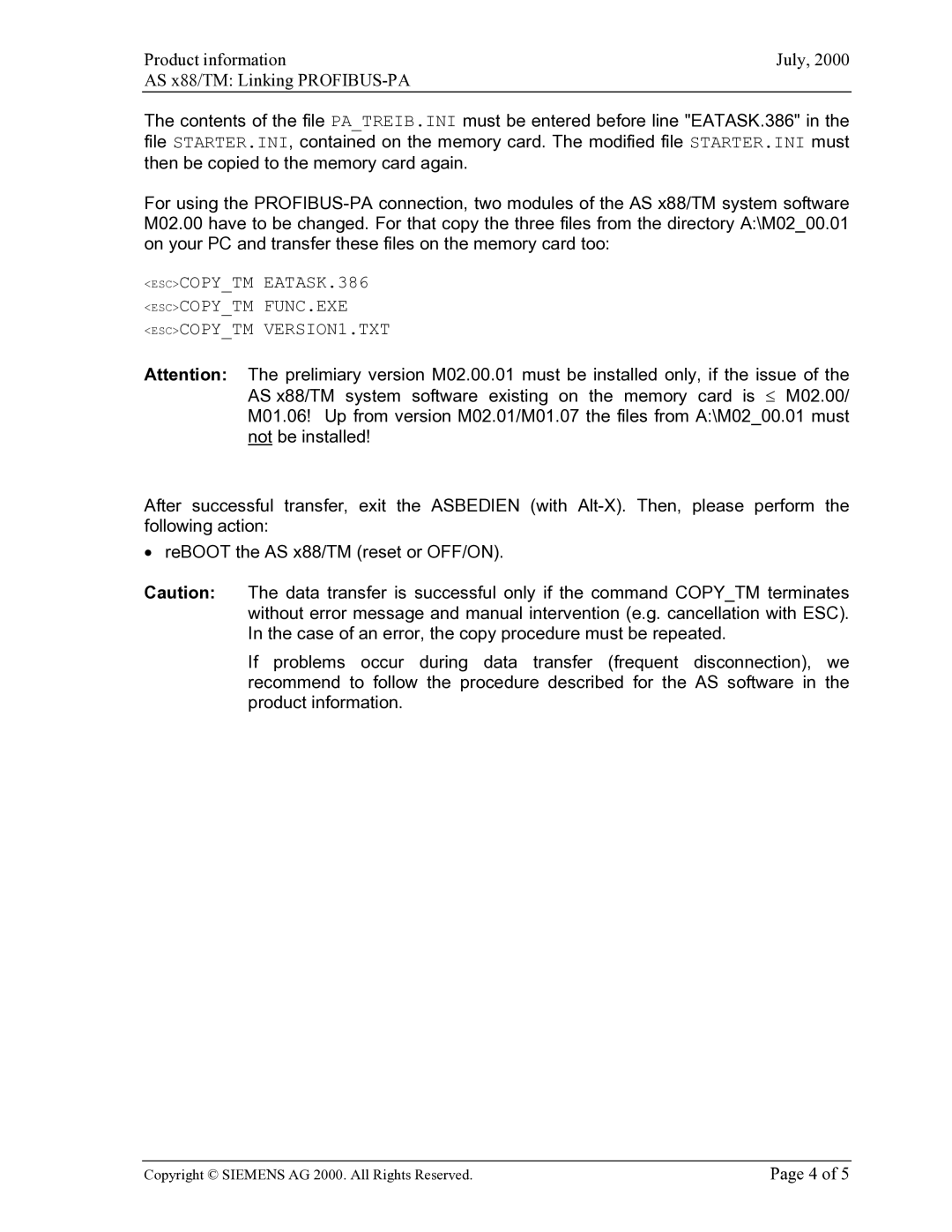 Fujitsu Siemens Computers manual Product information July AS x88/TM Linking PROFIBUS-PA 