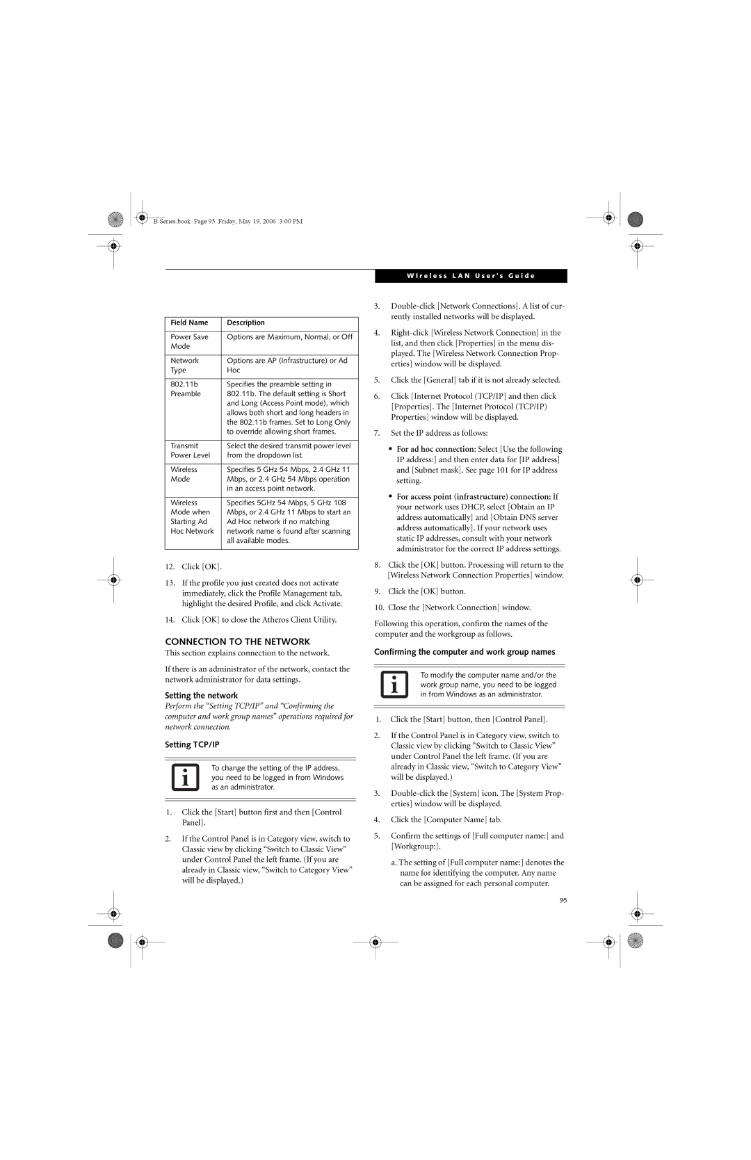 Fujitsu Siemens Computers B6210 manual Connection to the Network, Setting the network, Setting TCP/IP 