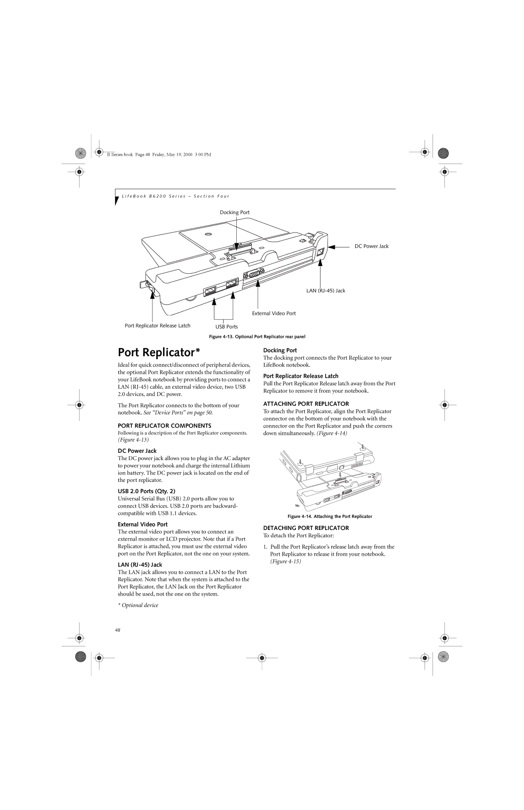 Fujitsu Siemens Computers B6210 manual USB 2.0 Ports Qty, Docking Port, Port Replicator Release Latch 