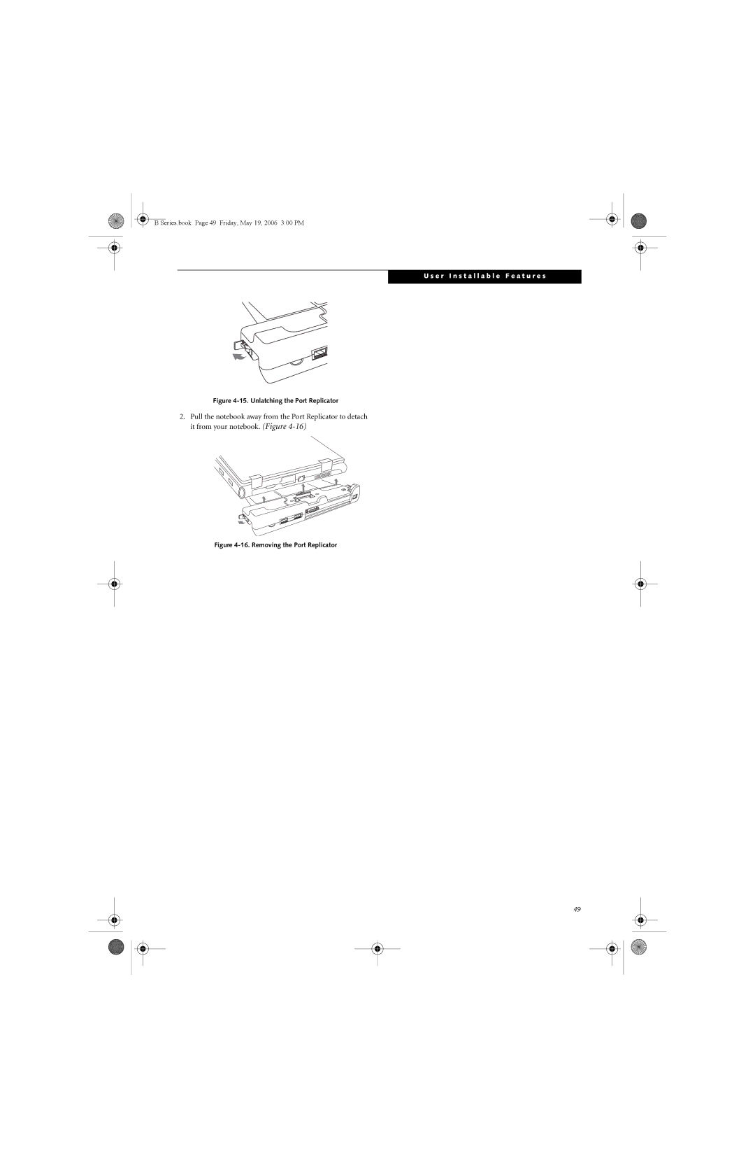 Fujitsu Siemens Computers B6210 manual Unlatching the Port Replicator 