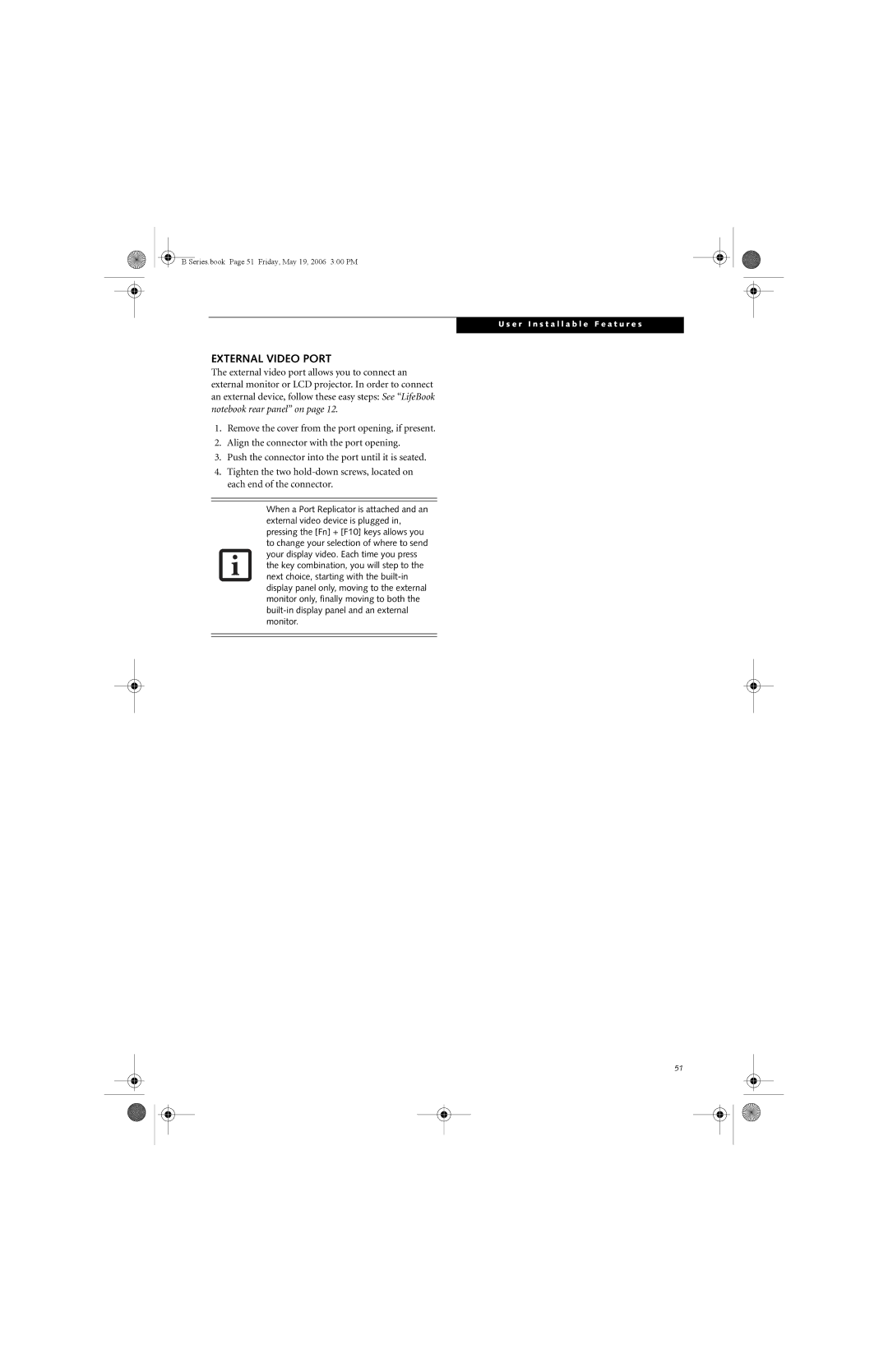 Fujitsu Siemens Computers B6210 manual External Video Port 