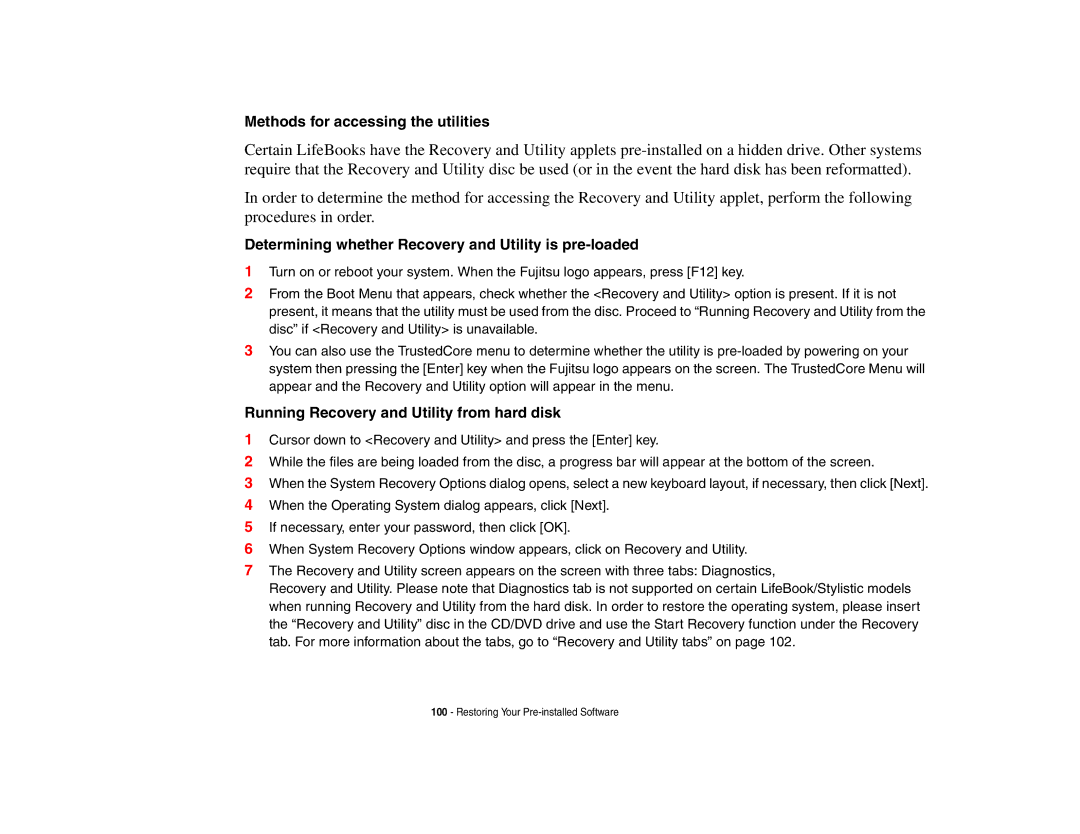 Fujitsu Siemens Computers B6230 notebook manual Methods for accessing the utilities 