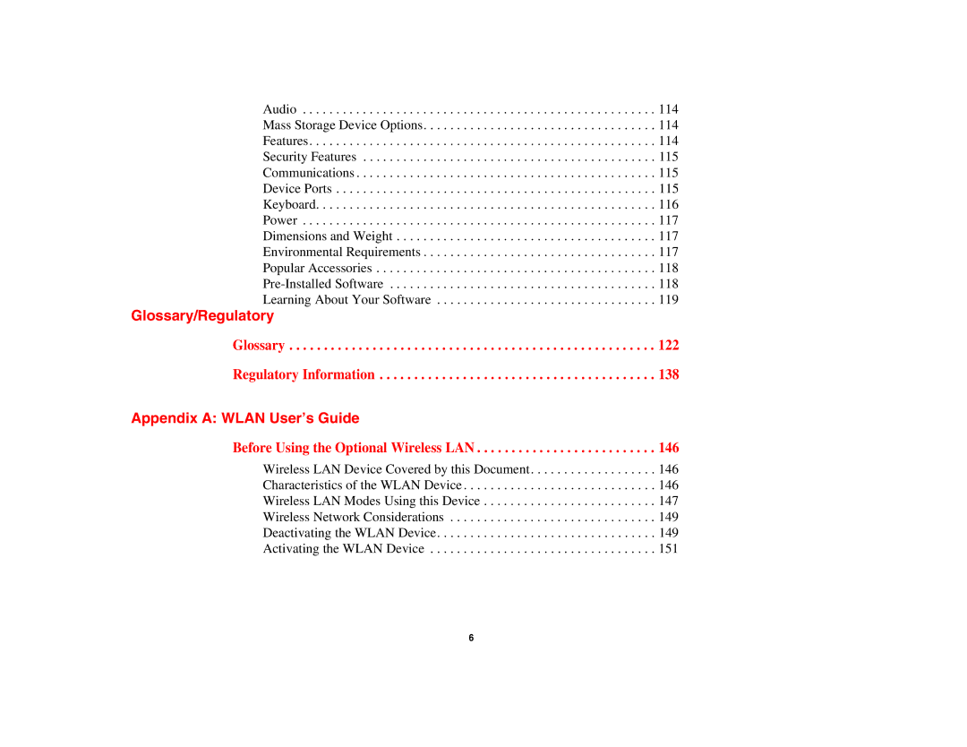 Fujitsu Siemens Computers B6230 notebook manual Glossary/Regulatory, Appendix a Wlan User’s Guide 