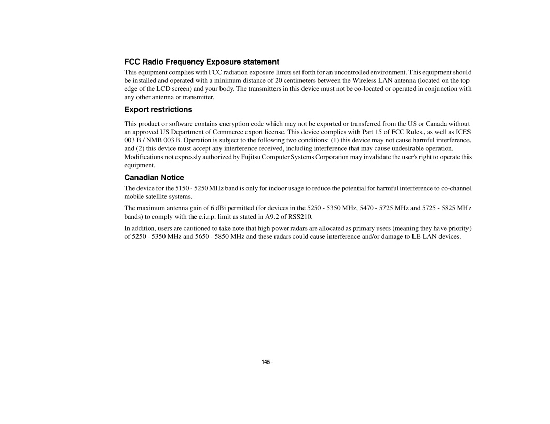 Fujitsu Siemens Computers B6230 notebook manual FCC Radio Frequency Exposure statement 