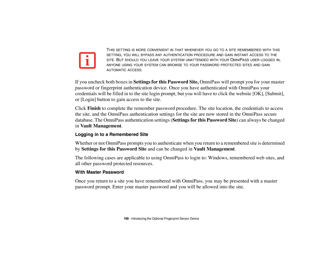 Fujitsu Siemens Computers B6230 notebook manual Logging in to a Remembered Site 