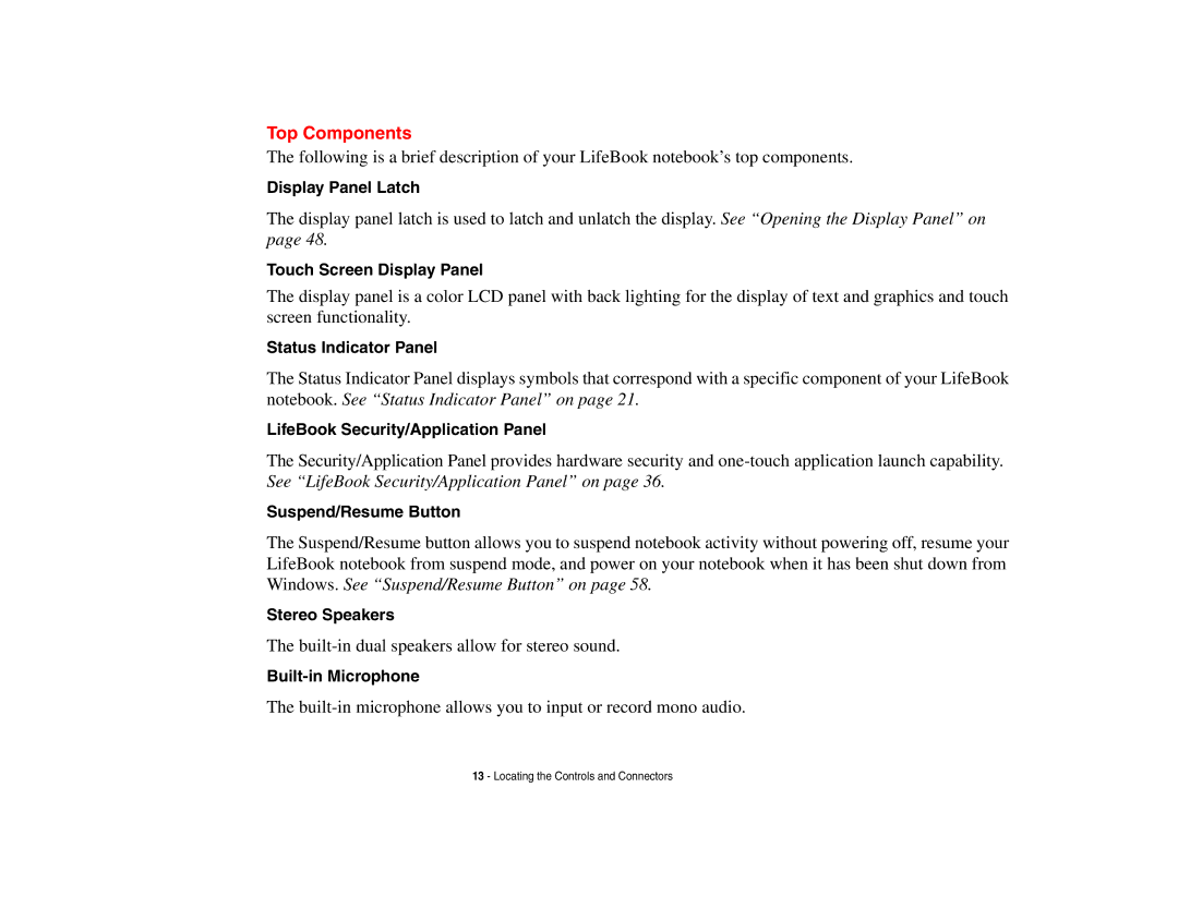 Fujitsu Siemens Computers B6230 notebook manual Top Components 