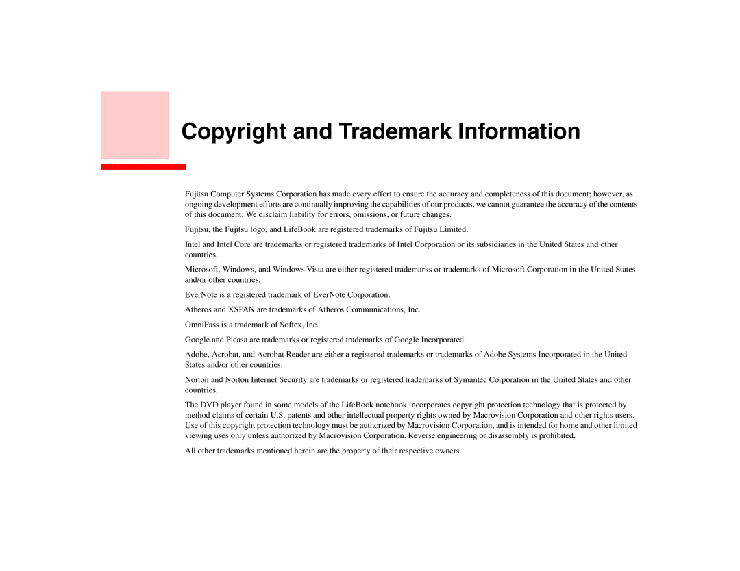 Fujitsu Siemens Computers B6230 notebook manual Copyright and Trademark Information 