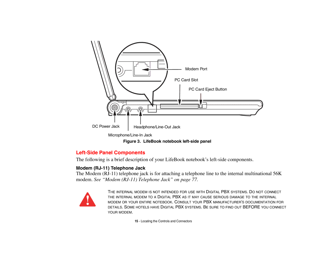 Fujitsu Siemens Computers B6230 notebook manual Left-Side Panel Components, LifeBook notebook left-side panel 